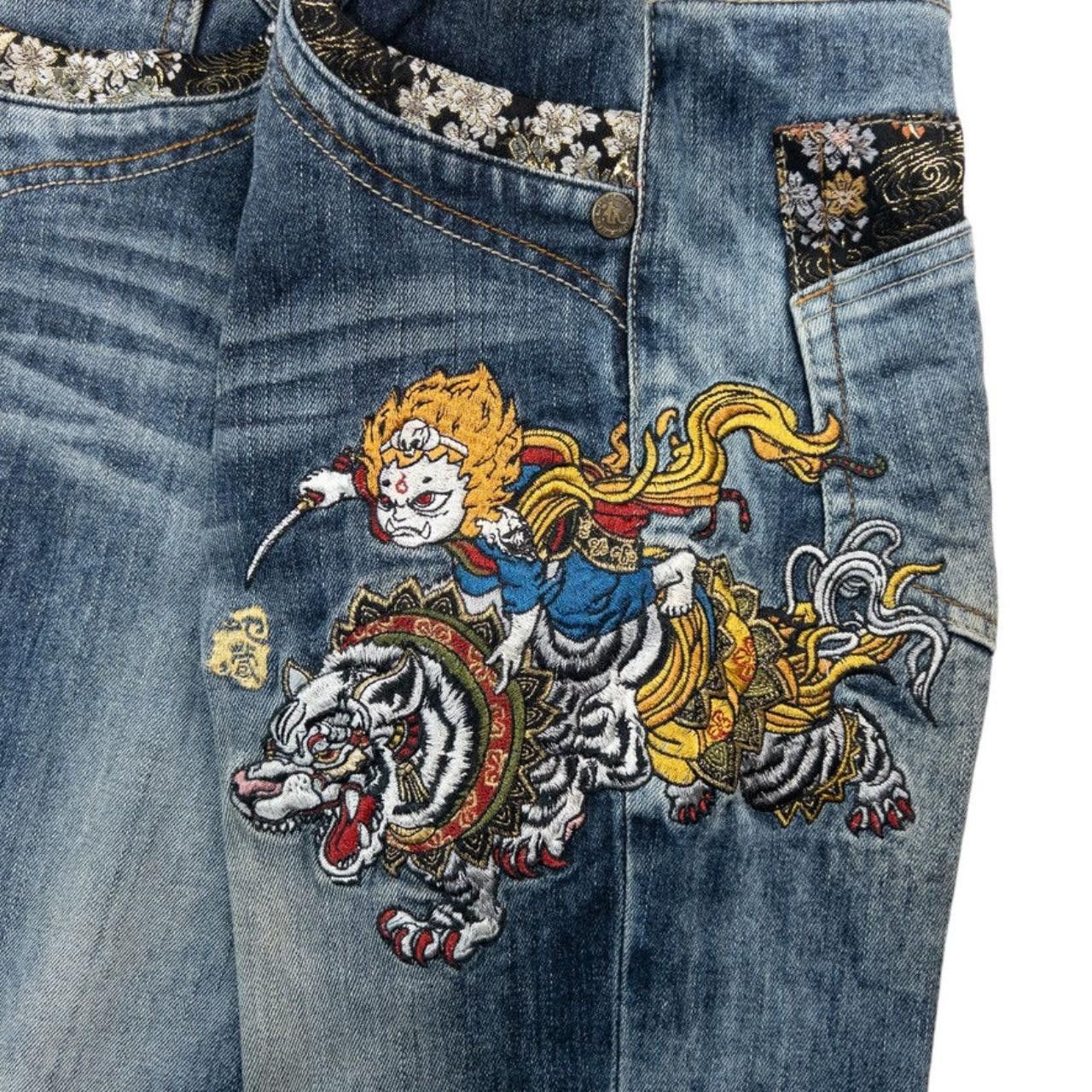 Vintage Jizo Bosatsu Embroidered Japanese Denim Jeans W29