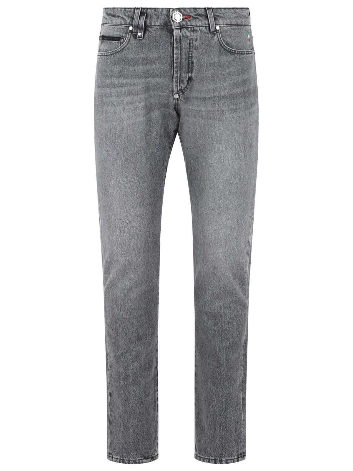 Philipp Plein PHILIPP PLEIN 'Straight' Grey Cotton Jeans Size US 31 - 1 Thumbnail