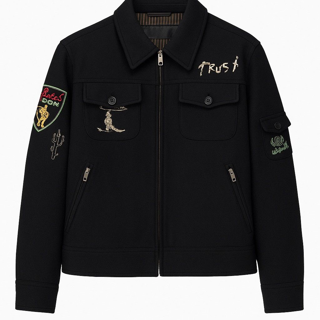 Style & Co Rare Y2K Stylelab Inc Korea Black Wool Military Embroidered Size US M / EU 48-50 / 2 - 2 Thumbnail