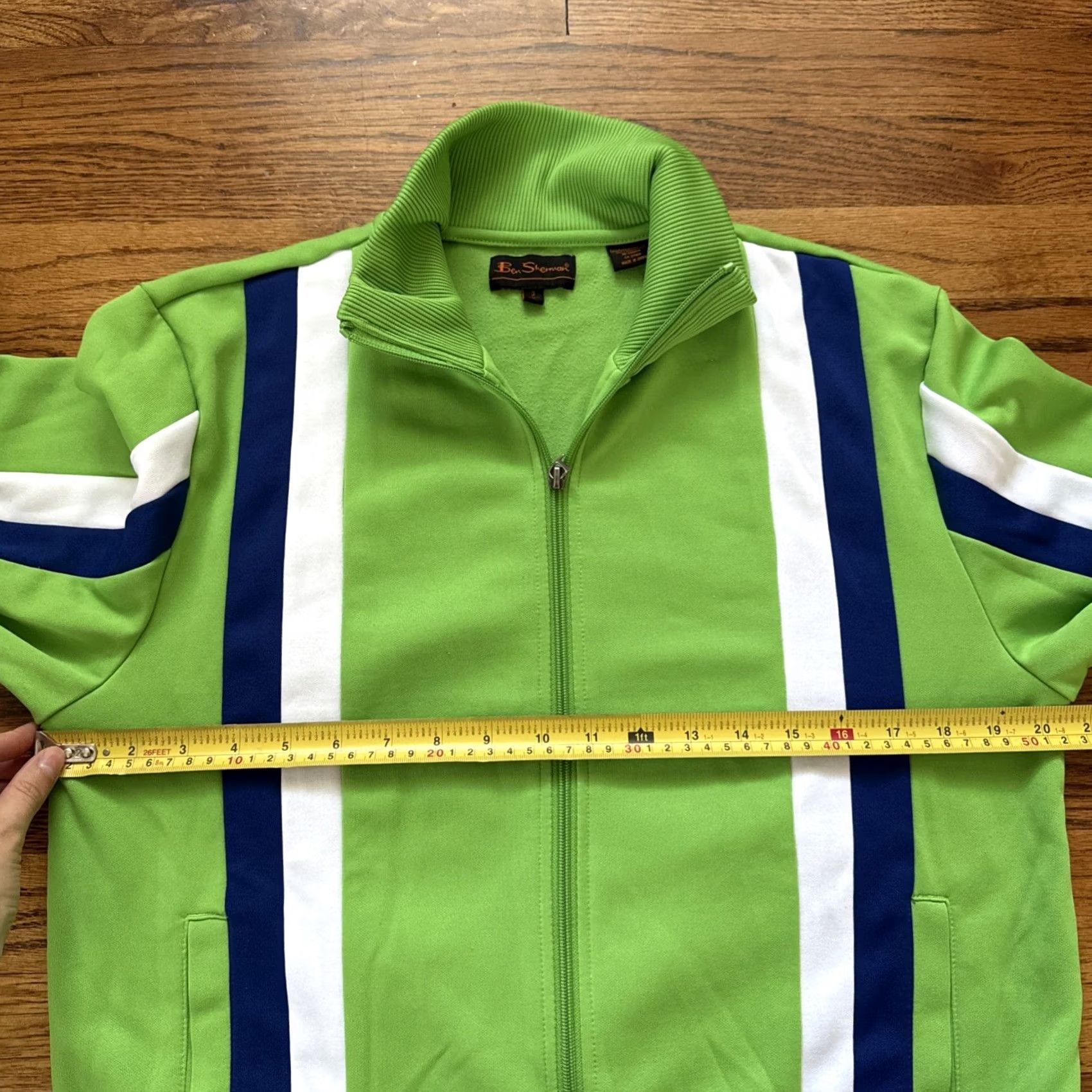 Ben Sherman Ben Sherman Track Jacket Mens Size L Green White Blue Full Zip Retro Block C24 Size US L / EU 52-54 / 3 - 5 Thumbnail