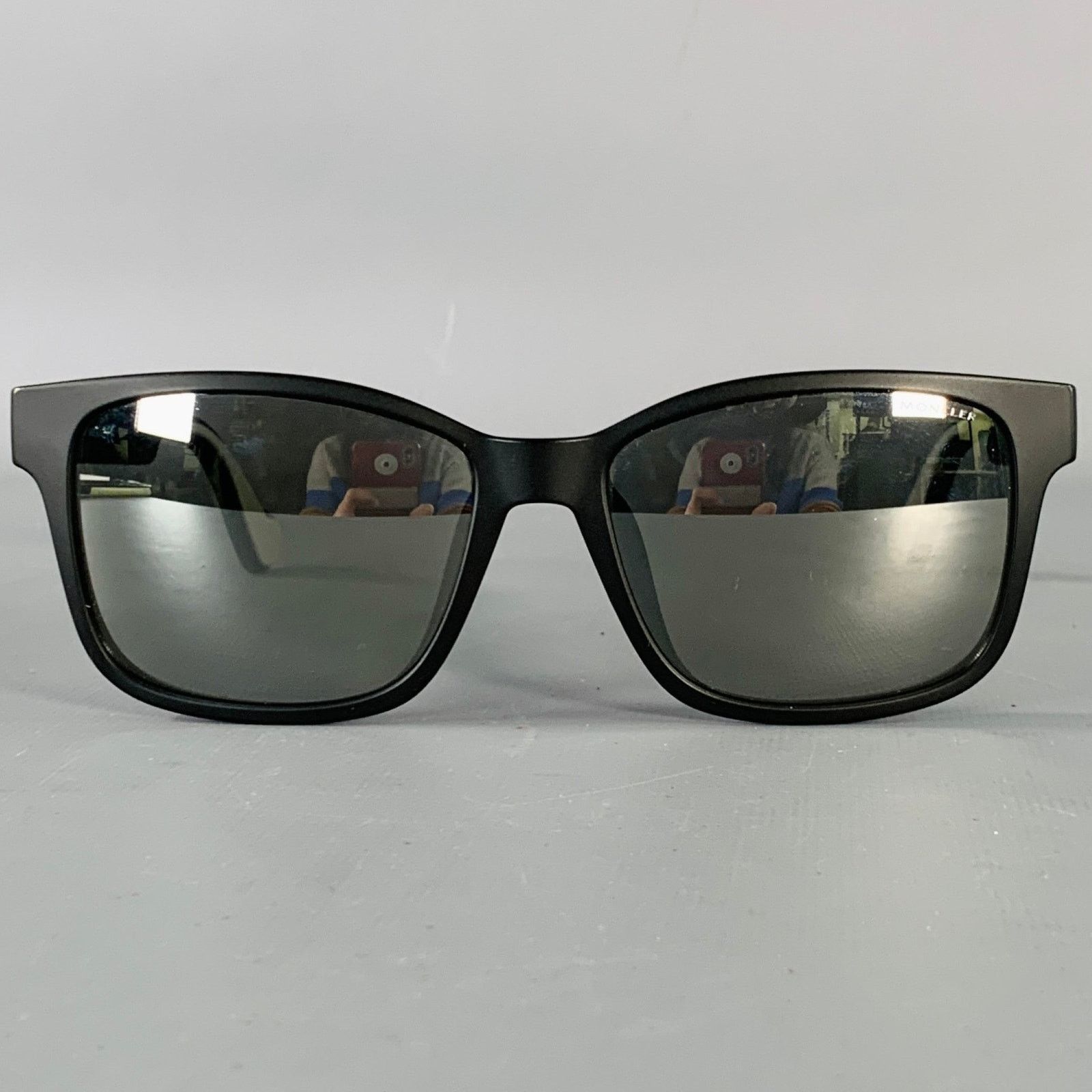 Moncler MONCLER Black Acetate Square Mirrored Sunglasses Size ONE SIZE - 1 Thumbnail