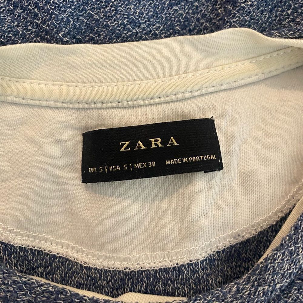 Zara Zara Women’s Blue Heather Short Sleeve Layered T-Shirt Size Size S / US 4 / IT 40 - 4 Thumbnail