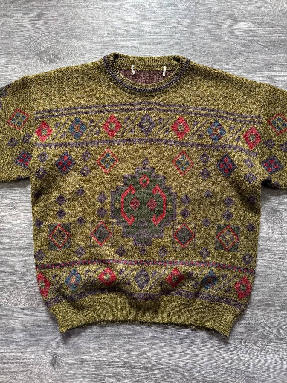 Vintage Vintage 90s Aztec Tribal Knit Mohair Sweater Boxy Cropped Size US M / EU 48-50 / 2 - 10 Thumbnail