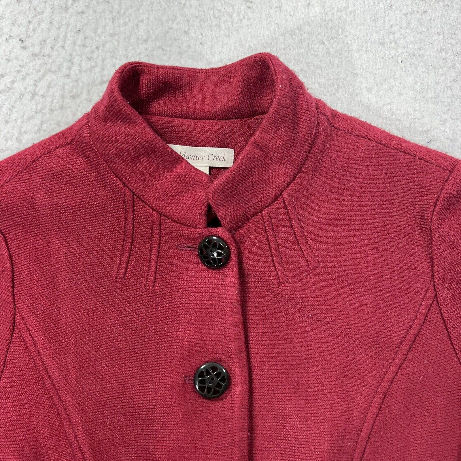 Coldwater Creek Coldwater Creek Knit Jacket Button Front Burgundy Acrylic Size M / US 6-8 / IT 42-44 - 2 Thumbnail