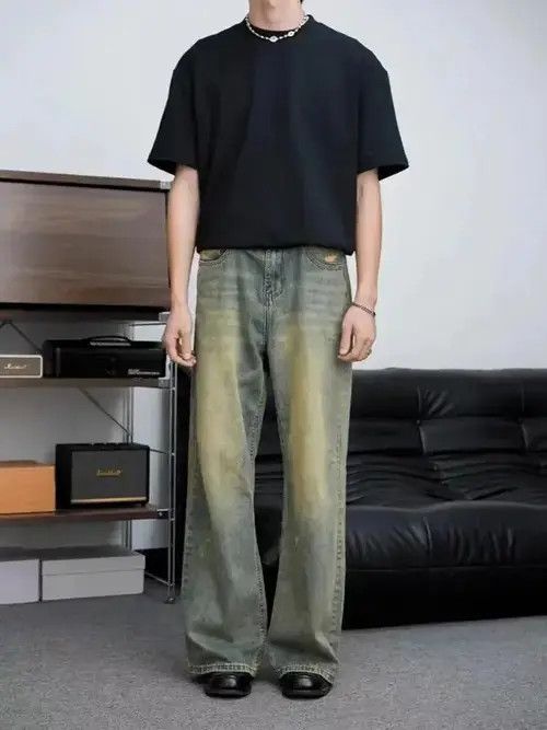 Delusion Vintage distressed wide-leg draped jeans Size US 32 / EU 48 - 1 Thumbnail