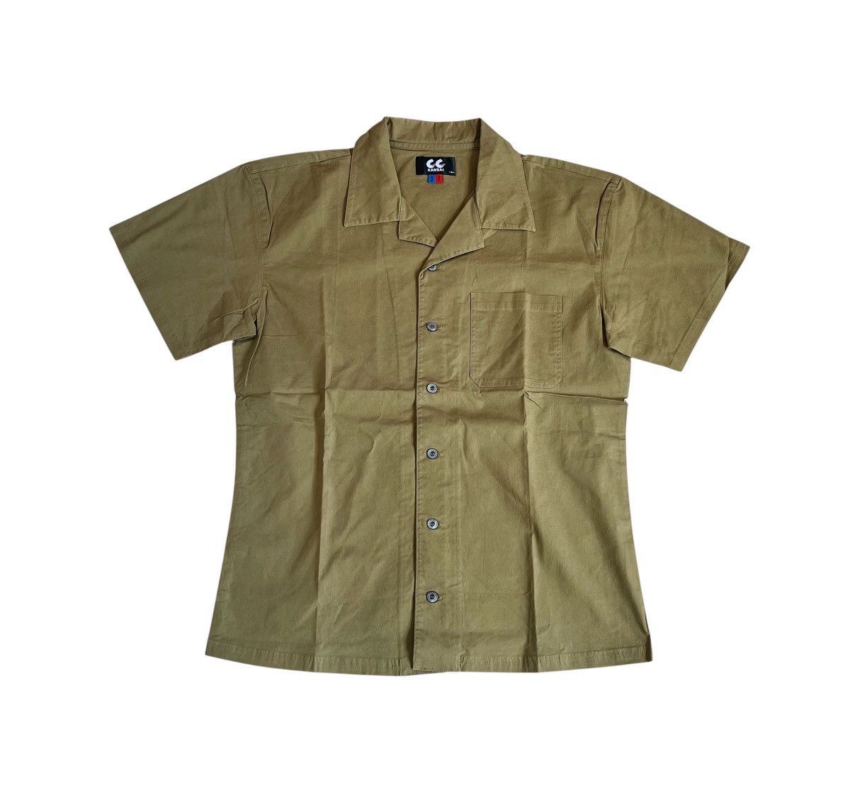 Kansai Yamamoto TAX FREE 🇺🇸 kansai yamamoto olive military open collar shirt Size US S / EU 44-46 / 1 - 1 Thumbnail