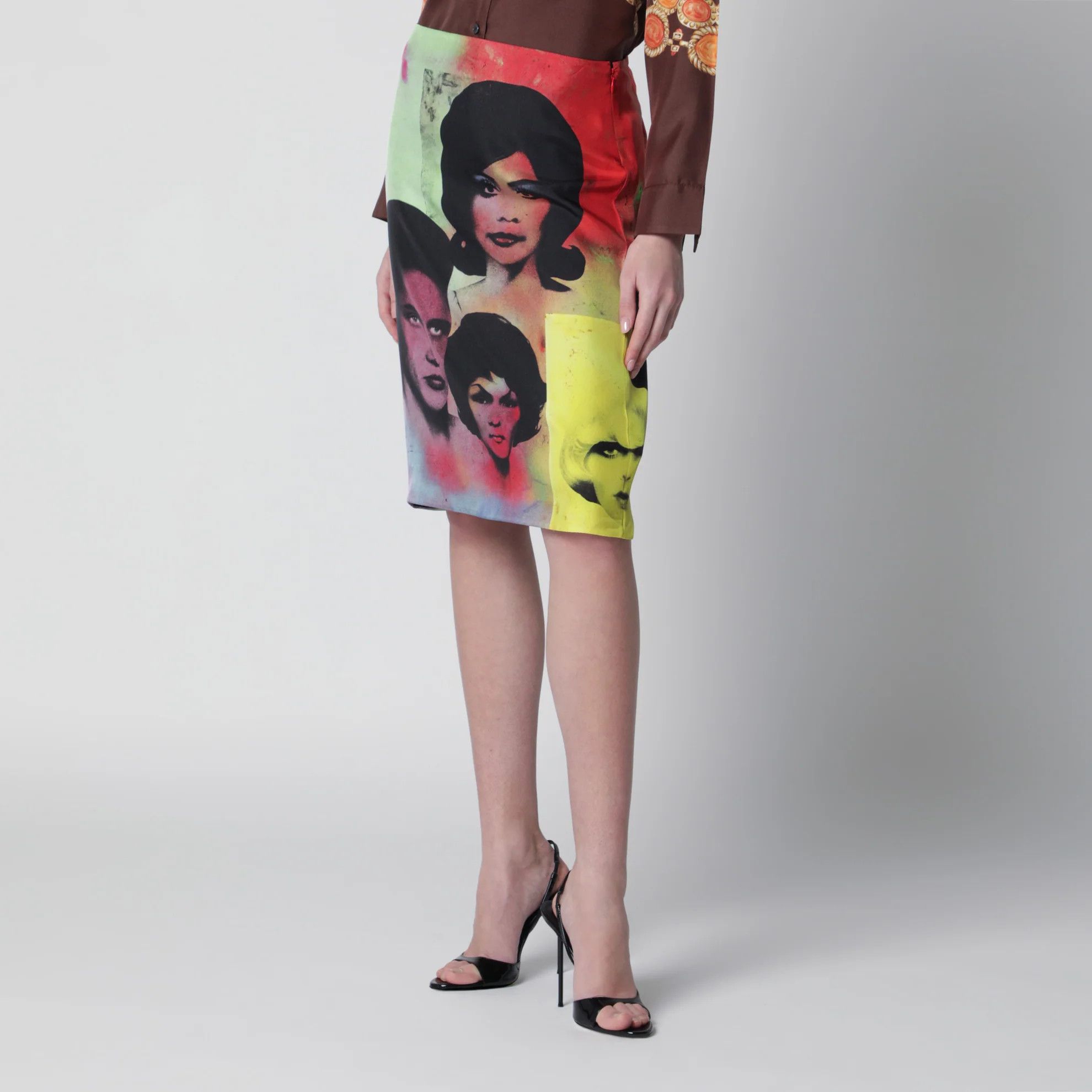 Versace o1d2blof0426 Printed Silk Twill Midi Skirt in Multicolor Size 42" / US 20 - 2 Thumbnail