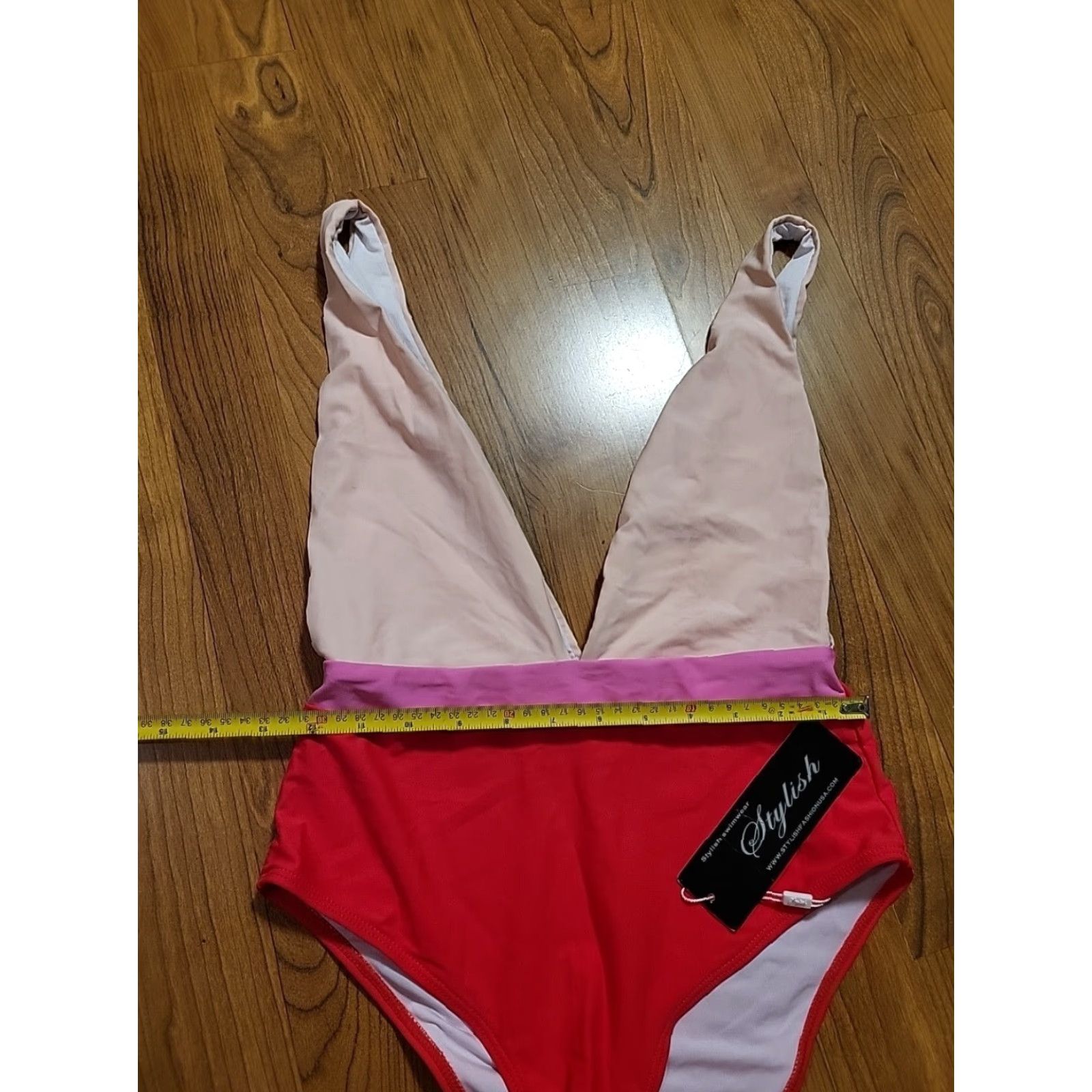 Vintage Stylish One Piece Swimsuit Women S Pink Red Skin Tone Nylon Spandex 82% 18% Beachwear Size ONE SIZE - 4 Thumbnail