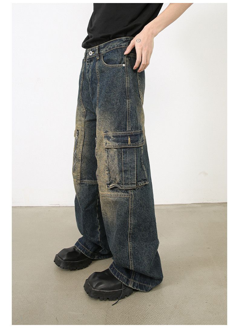 Japanese Brand American style washed distressed multi-pocket cargo jeans Size US 32 / EU 48 - 3 Thumbnail