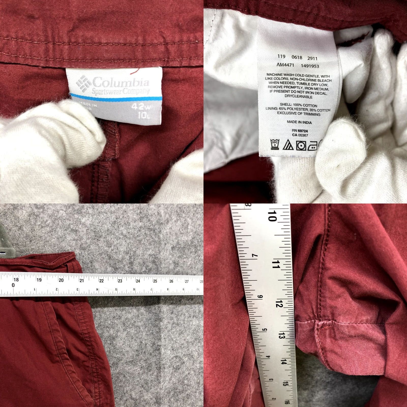 Vintage Vintage Columbia Men's Chino Shorts 42 Burgundy Cotton Flat Front Outdoor Casual Relaxed Fit Size US 42 / EU 58 - 8 Thumbnail