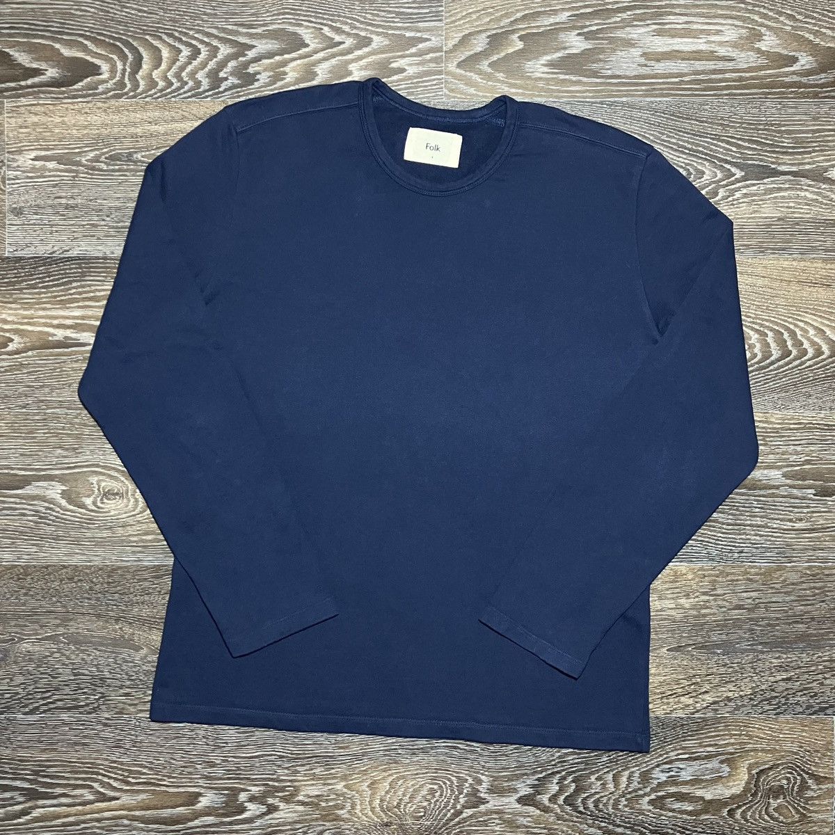 Folk FOLK Basic Navy Blue Lightweight Cotton Sweatshirt Size US M / EU 48-50 / 2 - 1 Thumbnail