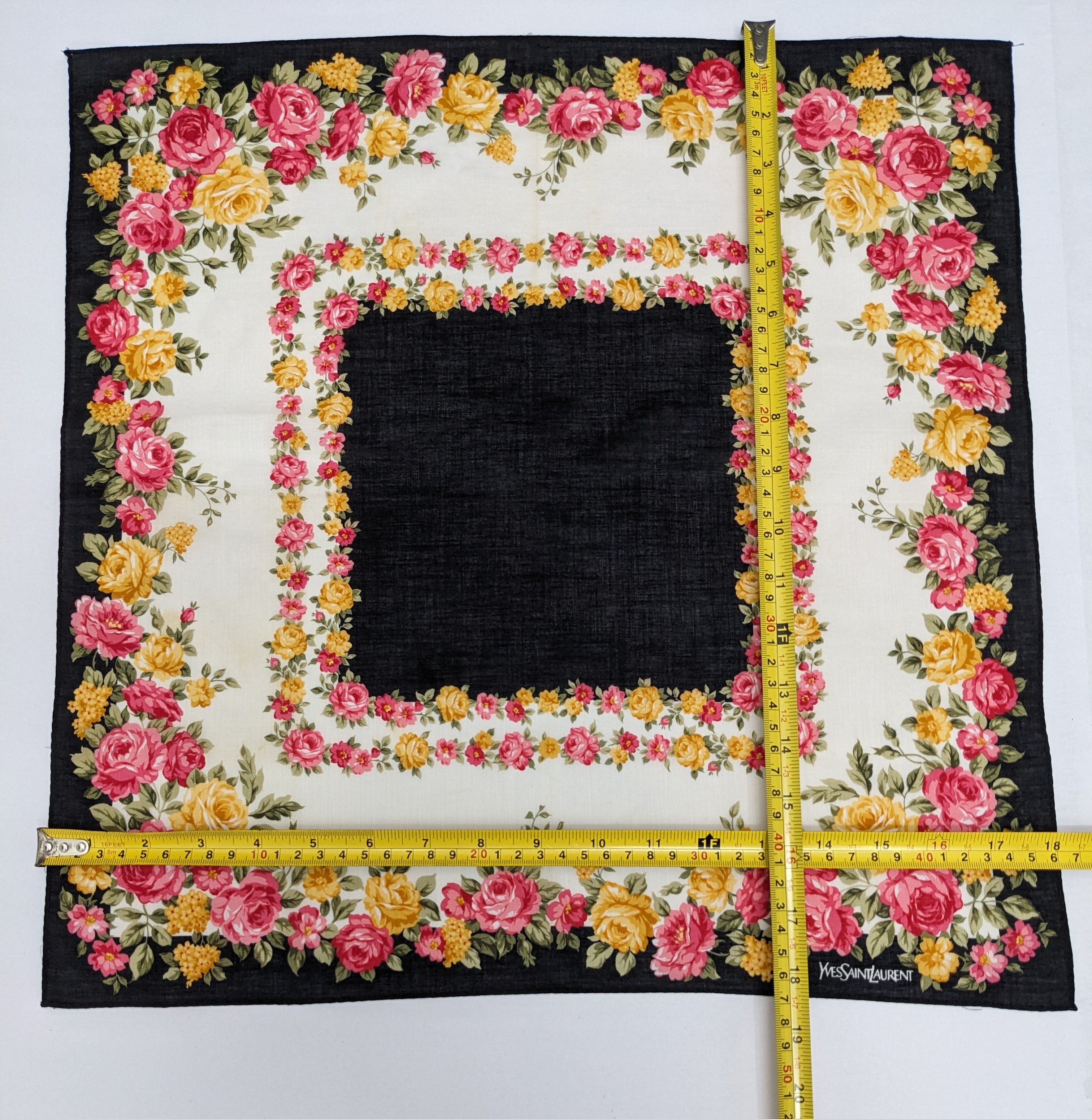 Yves Saint Laurent Yves Saint Laurent Silk Handkerchief Rose Floral Size ONE SIZE - 4 Thumbnail