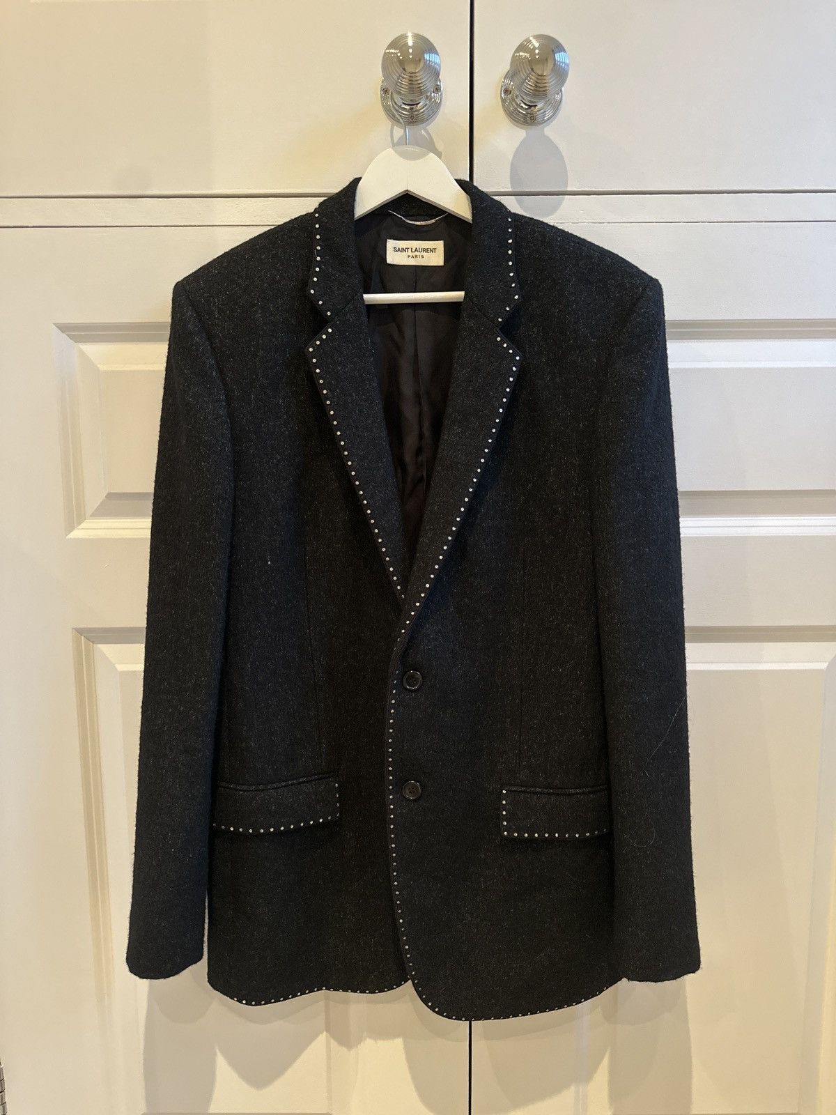 Saint Laurent Paris Studded Blazer Size 48L - 3 Thumbnail
