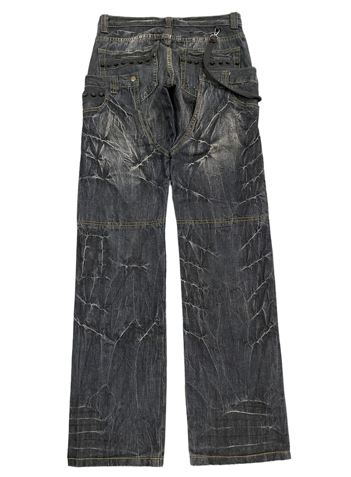 If Six Was Nine Vintage Japan Punk Ministry Double Waist Bondage Style Jeans Size US 31 - 3 Thumbnail