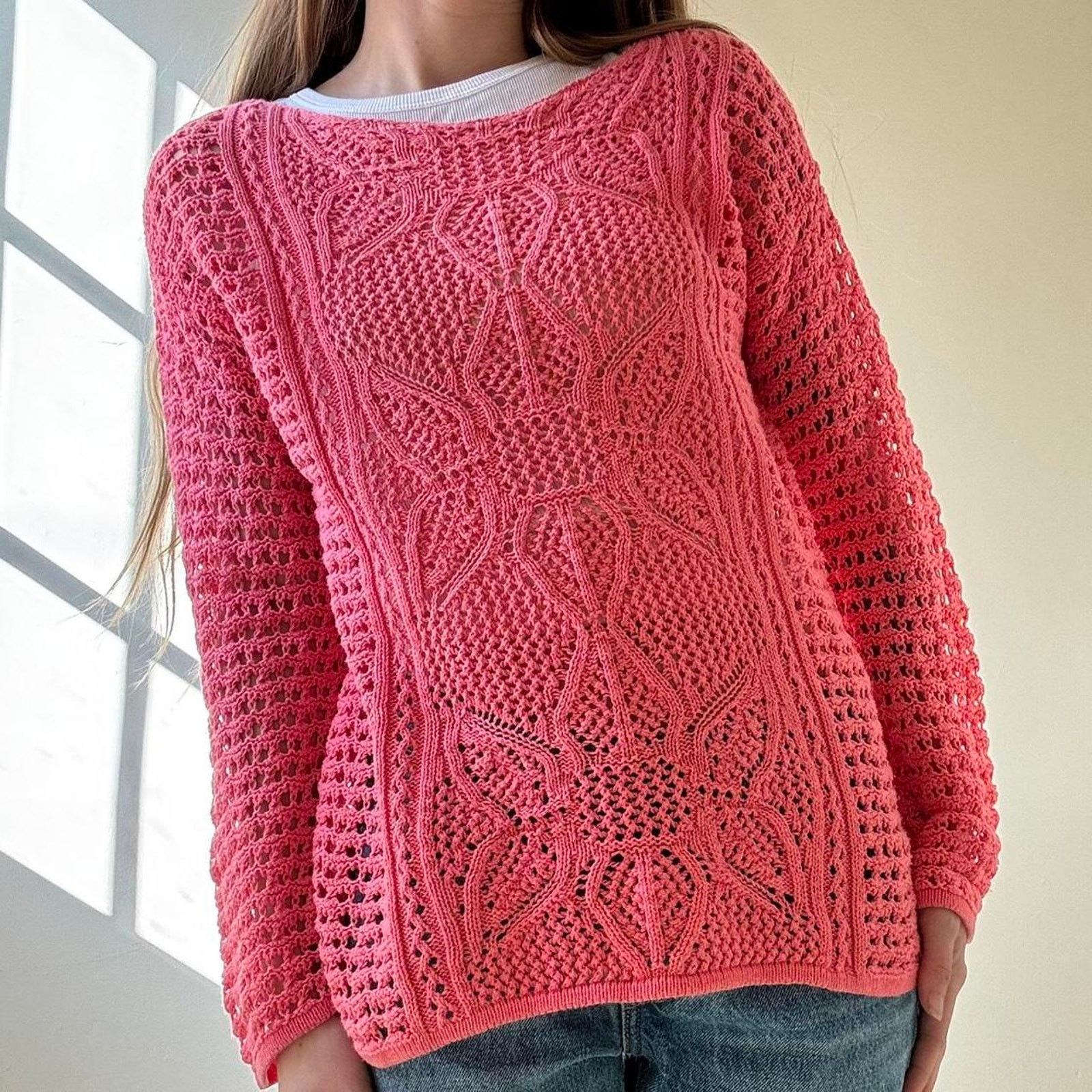 Other Vintage Jeanne Pierre Crochet Boatneck Sweater Cotton Medium Size M / US 6-8 / IT 42-44 - 1 Thumbnail