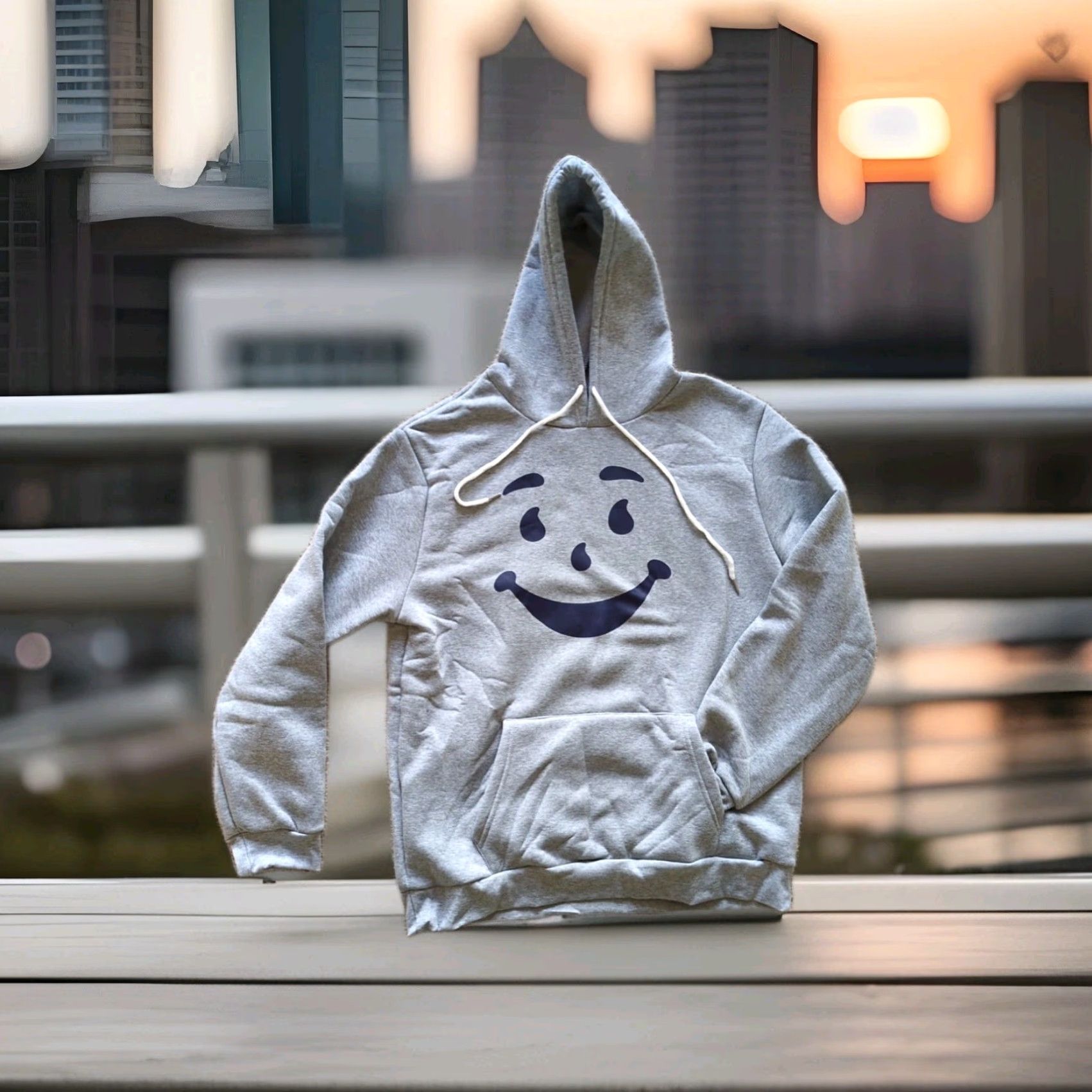Logo 7 Kool-Aid Man 80s Logo Mens XL Light Grey Hoodie Sweatshirt 46" CHEST 30" LONG Size US XL / EU 56 / 4 - 2 Thumbnail