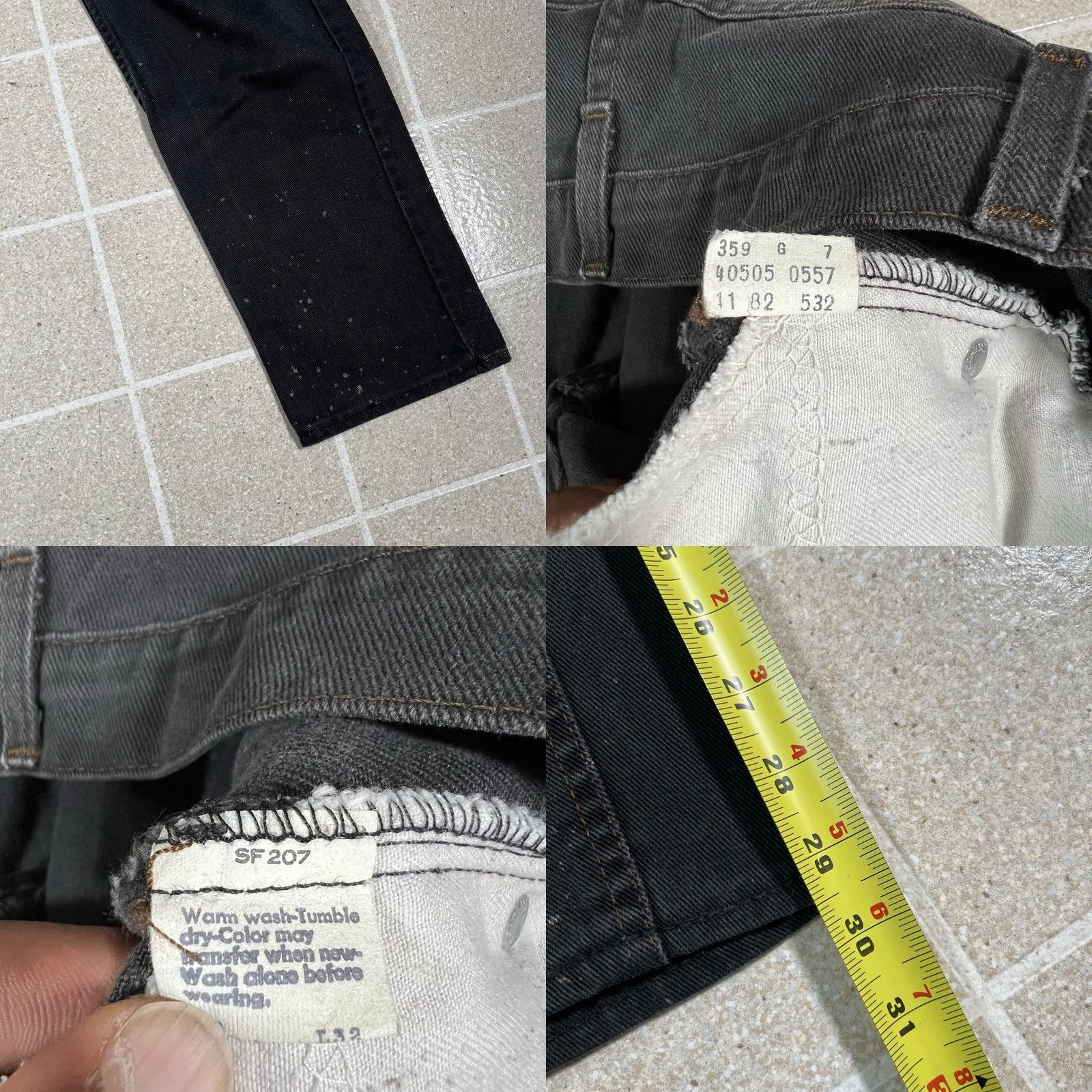 Levi's VINTAGE Levi’s 505 Jeans Men 29x29 Black Denim USA Made 1982 Leather/Black Tab Size US 29 - 8 Thumbnail
