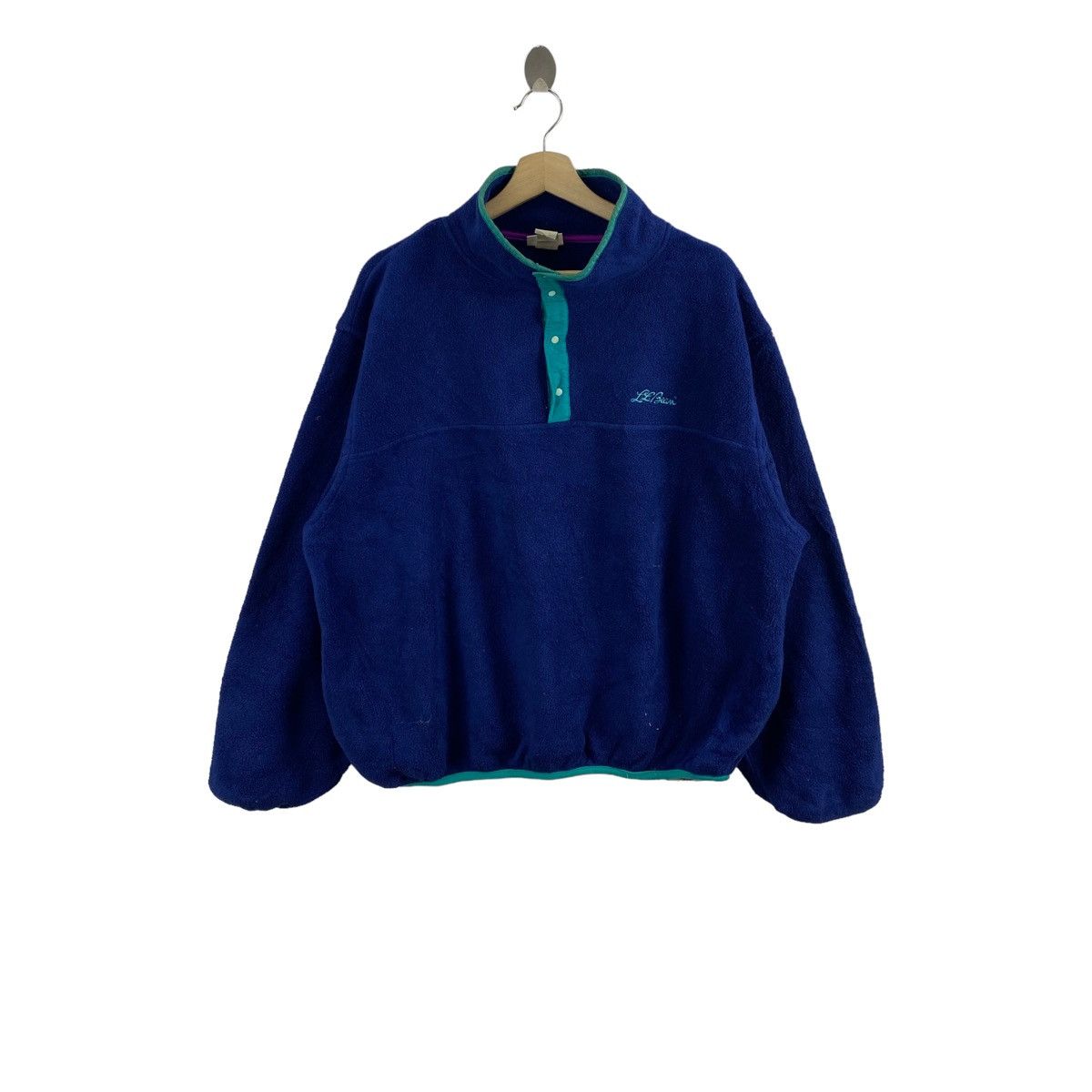 L.L. Bean LL BEAN USA Embroidered Logo Blue Retro Sherpa Fleece | Grailed