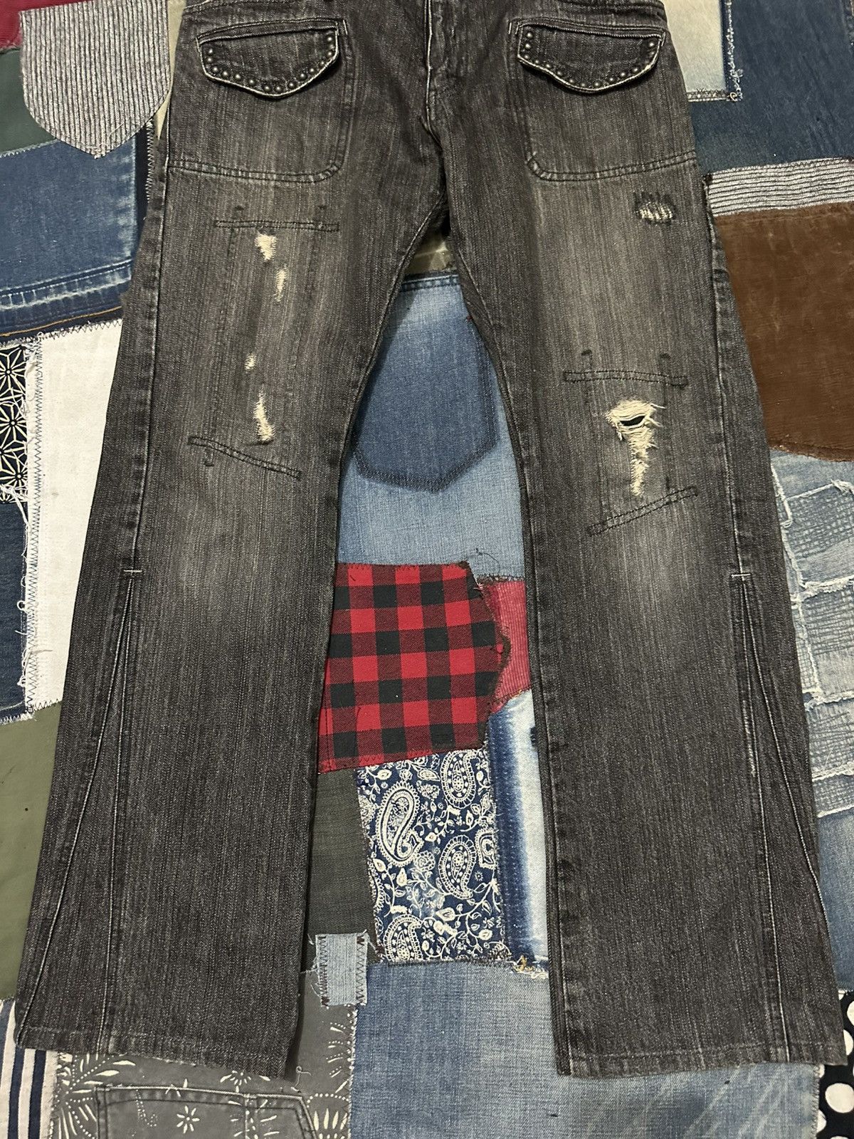 Japanese Brand Edge Rupert Distressed Denim Jeans Pants Size US 33 - 3 Thumbnail
