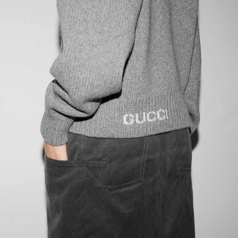 Gucci o1B3y1r0526 Wool And Cashmere Sweater in Gray Size L / US 10 / IT 46 - 4 Thumbnail