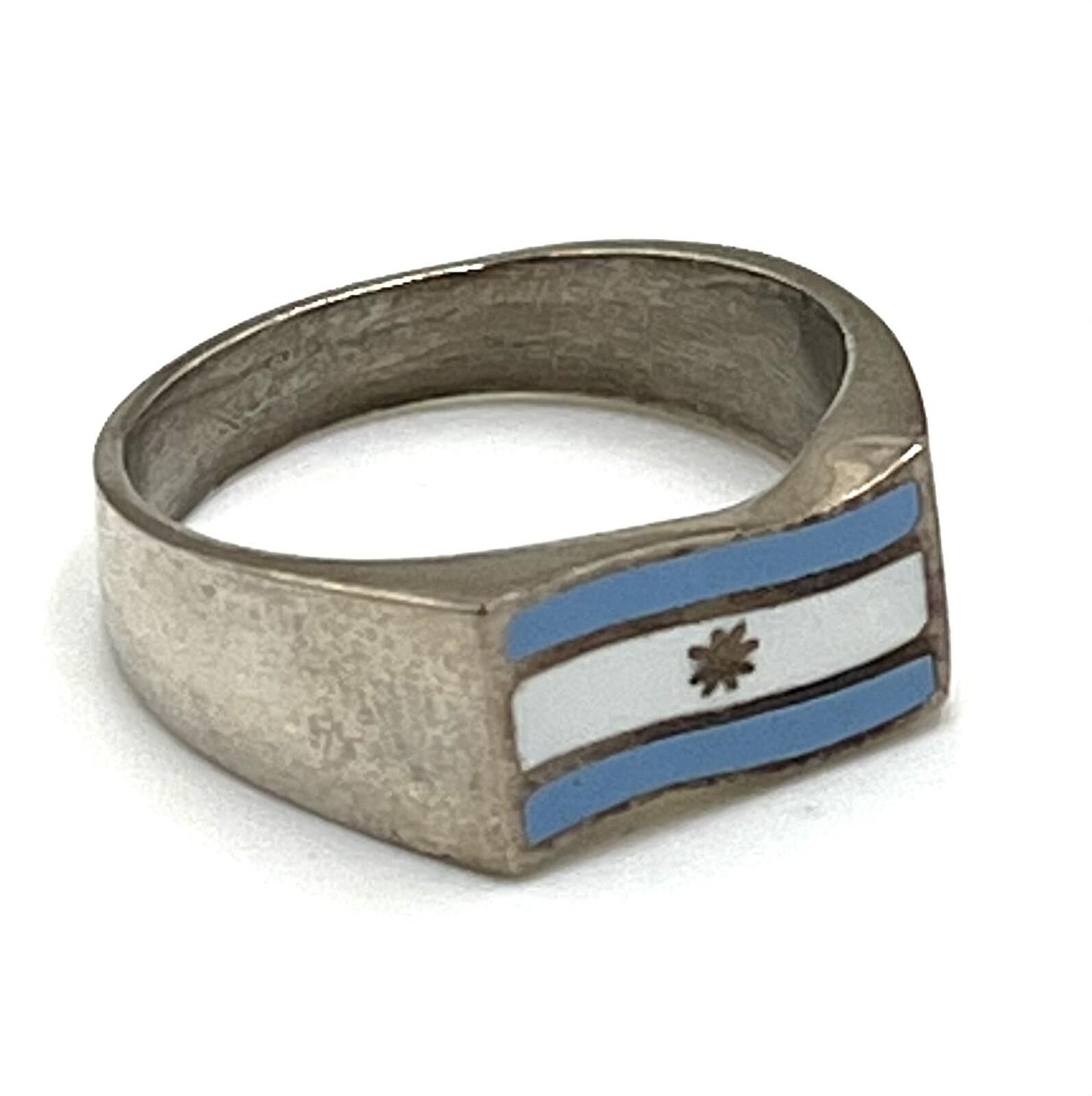 Other Argentina Flag Chunky Signet Ring in Sterling Silver Size ONE SIZE - 11 Thumbnail