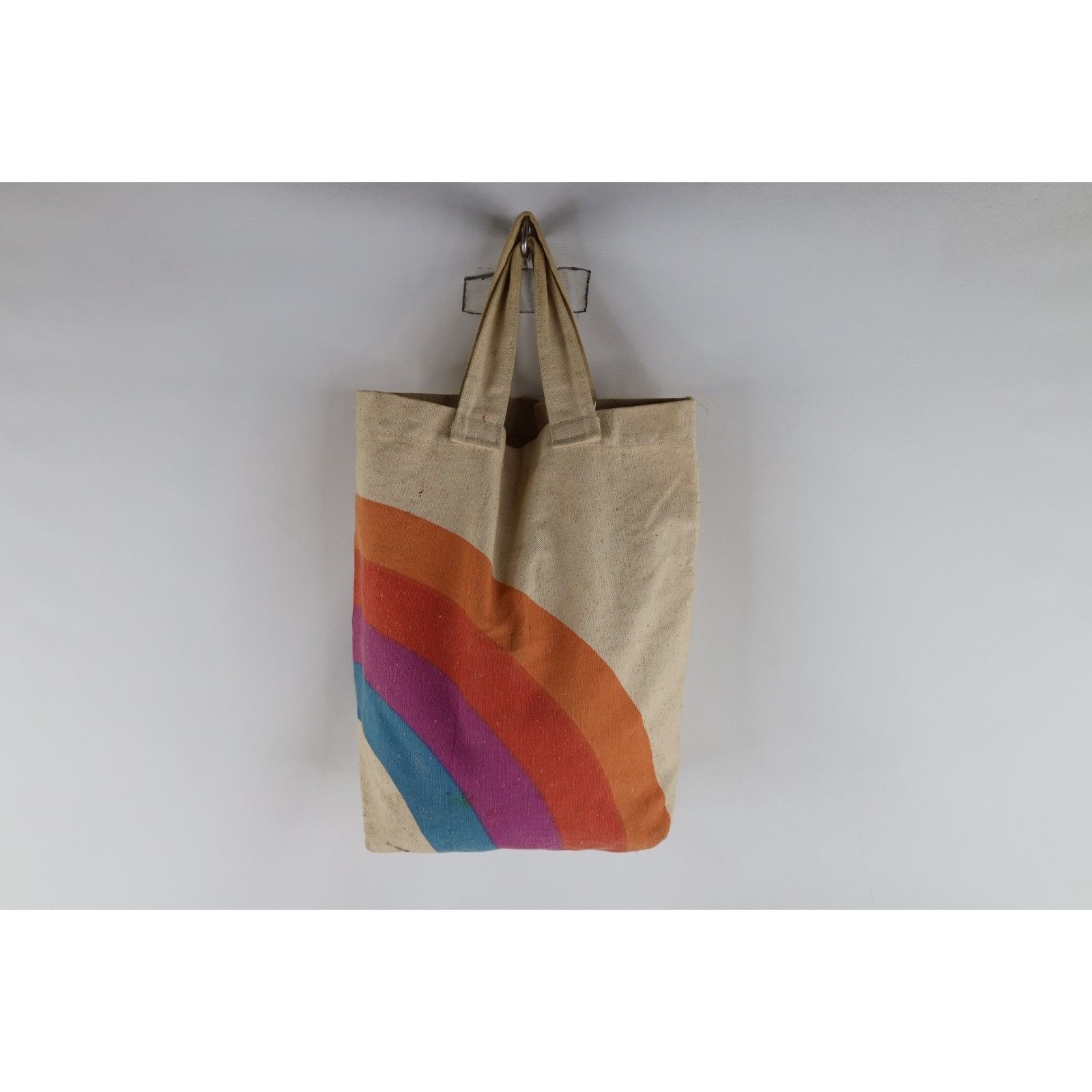 Vintage Vintage 70s Streetwear Boho Chic Rainbow Canvas Tote Bag Size ONE SIZE - 5 Thumbnail