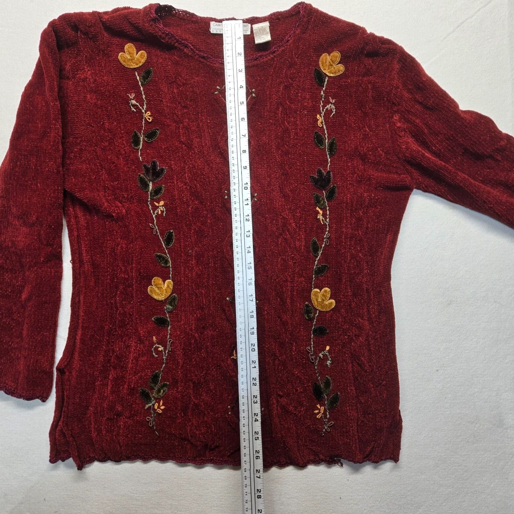 Vintage Taylor Floral Long Sleeve Red Sweater Women's Large Adult Pullover Size L / US 10 / IT 46 - 6 Thumbnail