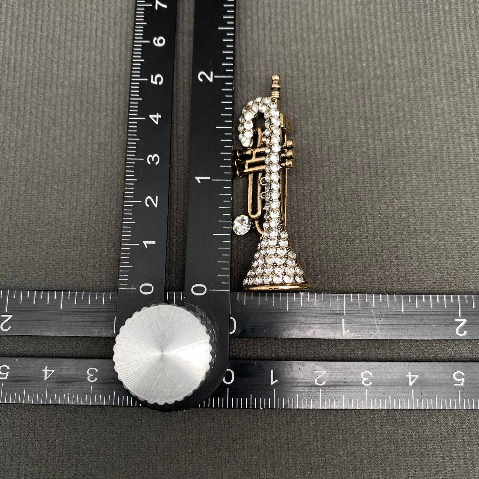 The Unbranded Brand Rhinestone Trumpet Brooch Pin Size ONE SIZE - 3 Thumbnail