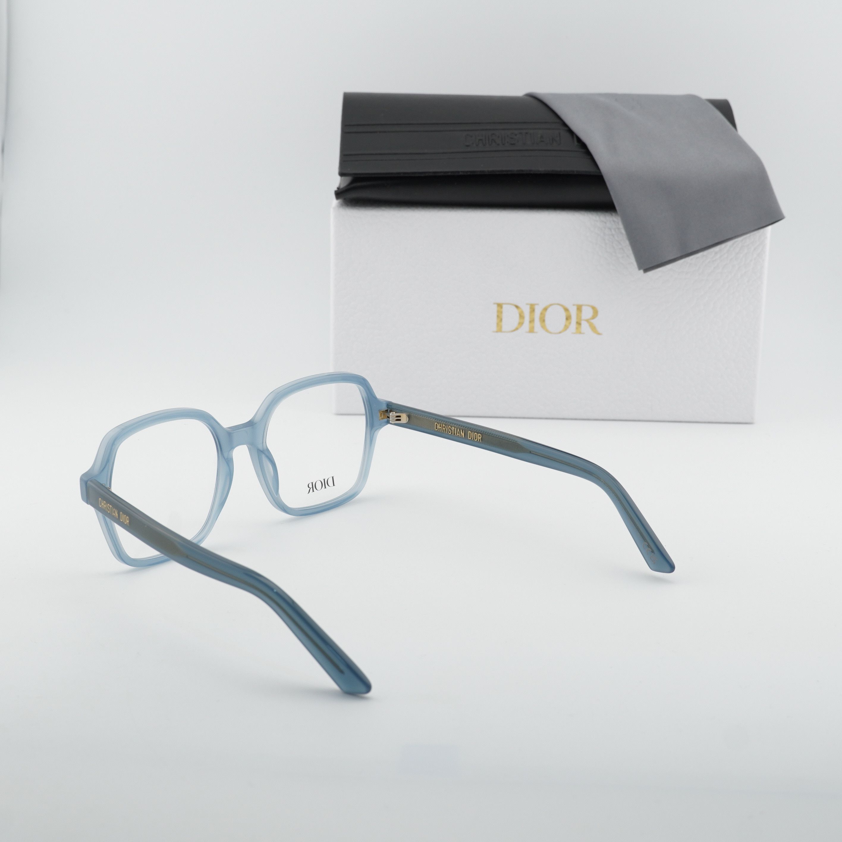 Dior Dior DIORMIDNIGHT O S1I 8000 Eyeglasses Shiny Light Blue 53m Size ONE SIZE - 10 Thumbnail