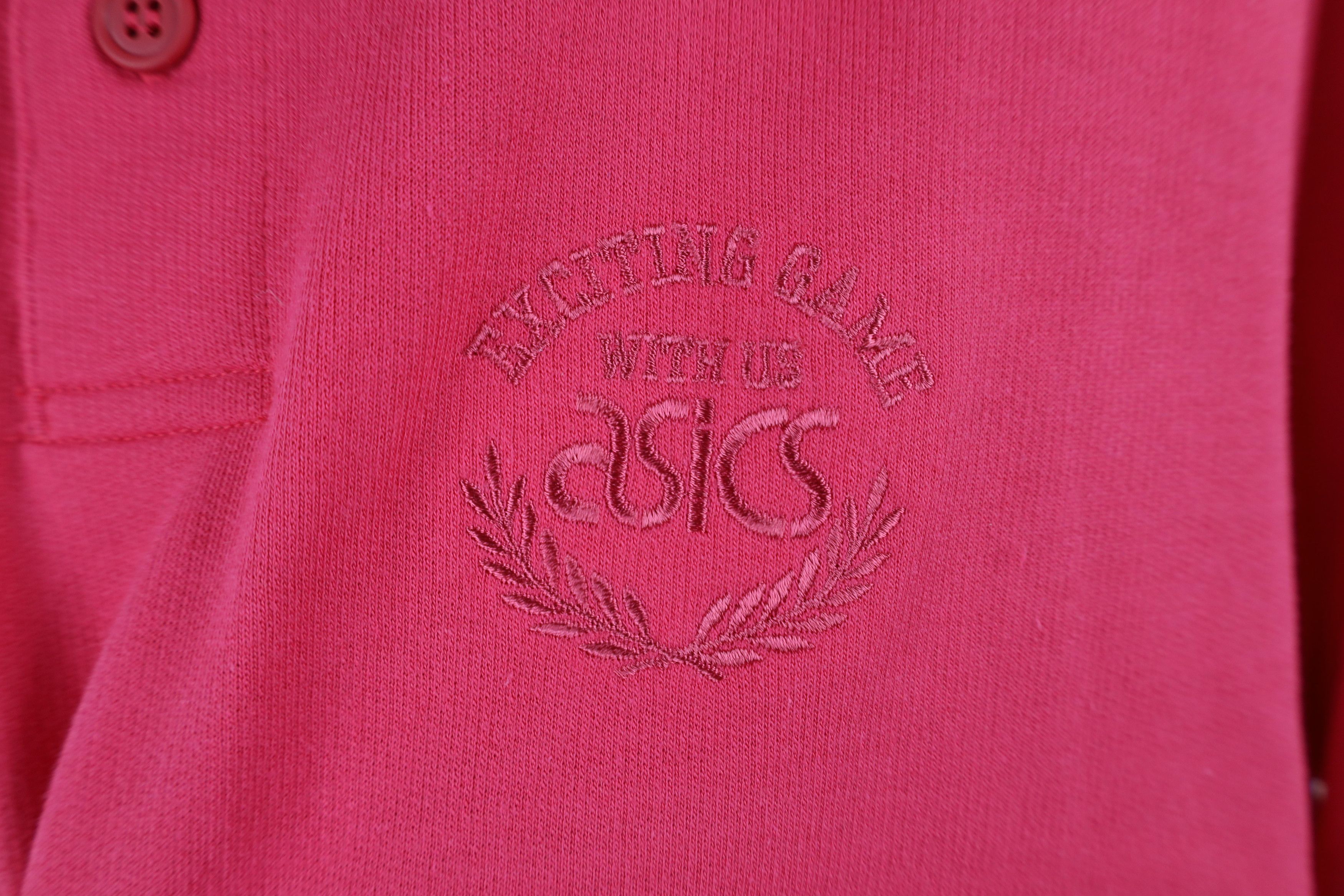 Asics × Vintage Deadstock Vintage 90s Asics Collared Pullover Polo Pink Size L / US 10 / IT 46 - 4 Thumbnail