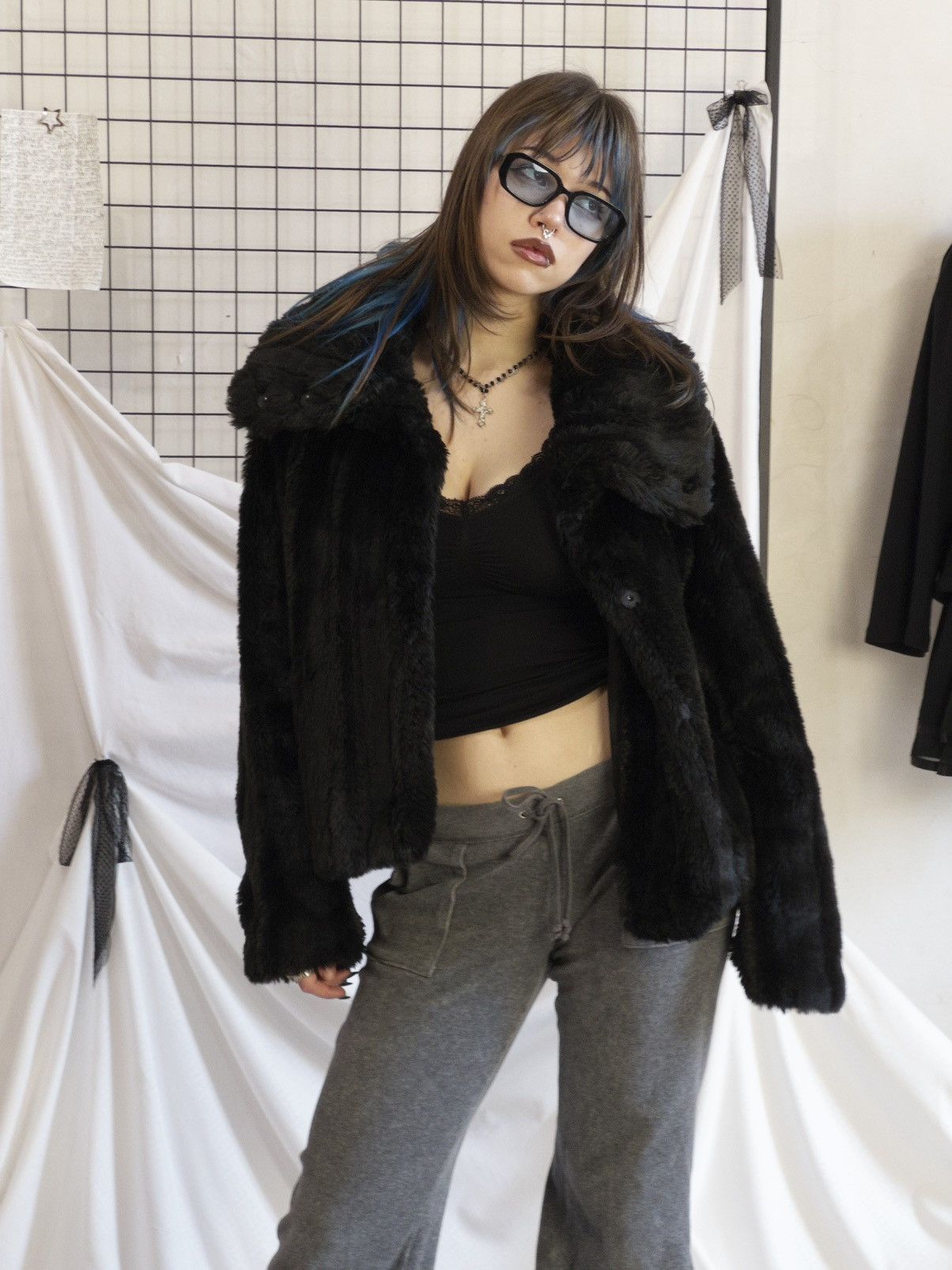 Vintage Black faux fur coat Size S / US 4 / IT 40 - 2 Thumbnail