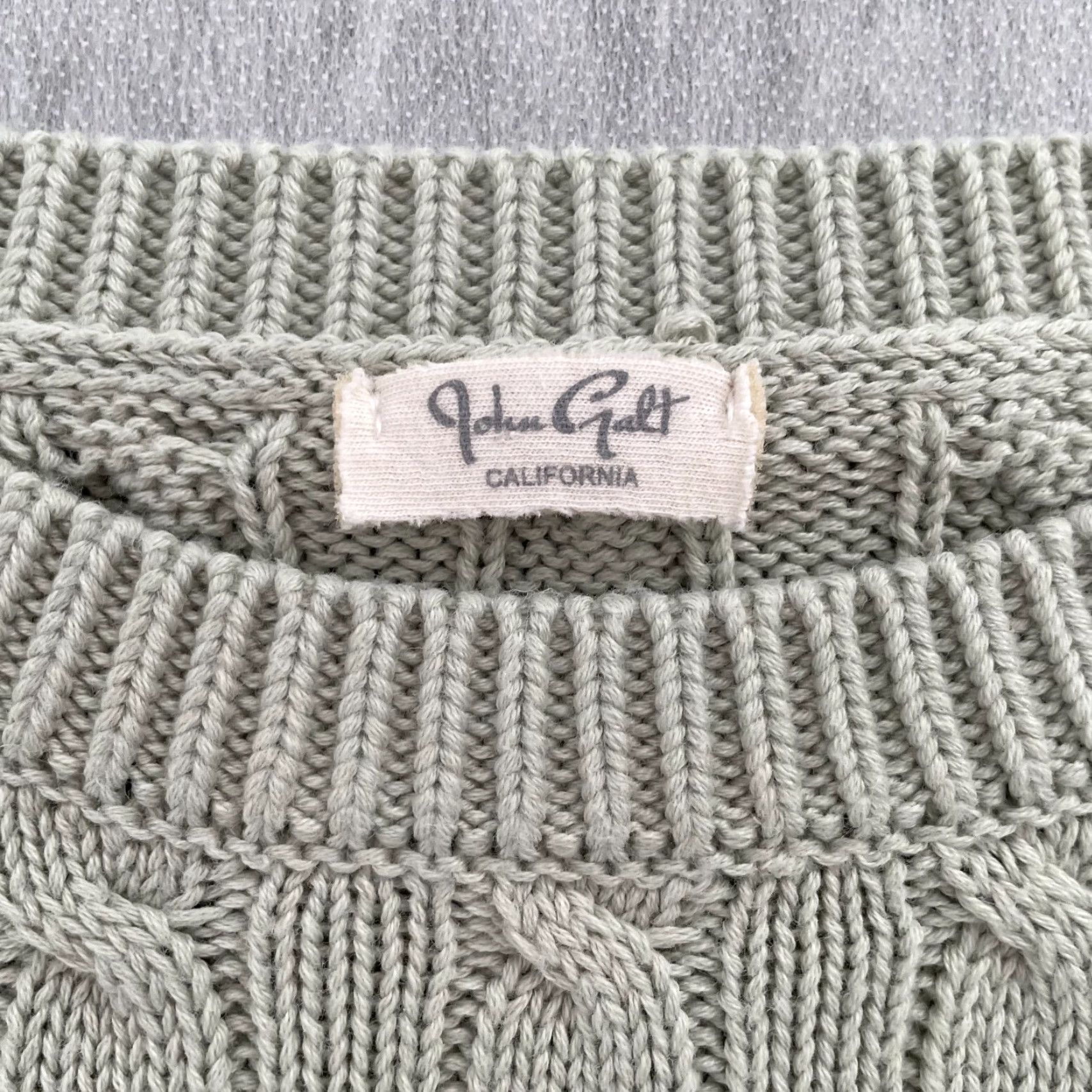 Brandy Melville VINTAGE Brandy Melville John Galt Sweater Womens One Size Green Cable Knit Pullover Regular Fit Crew Neck Knit Cotton Blend Ladies Size ONE SIZE - 5 Thumbnail