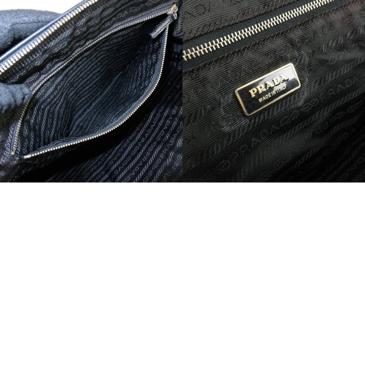 Prada Prada Triangle Logo Nylon Leather Tote Black Size ONE SIZE - 8 Thumbnail