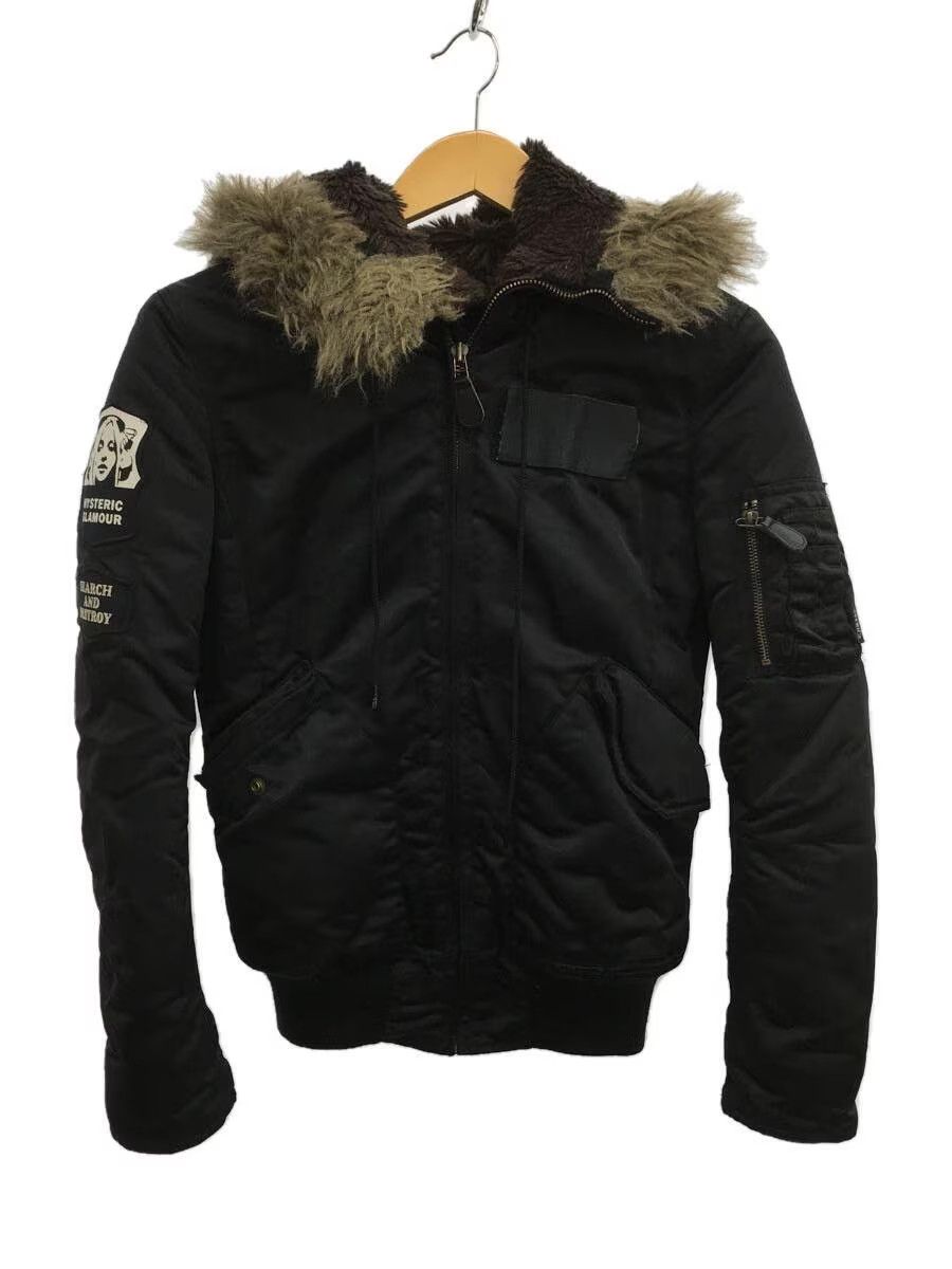 image of Hysteric Glamour Military Fur Hood Flight Jacket in Black, Men's (Size Small)