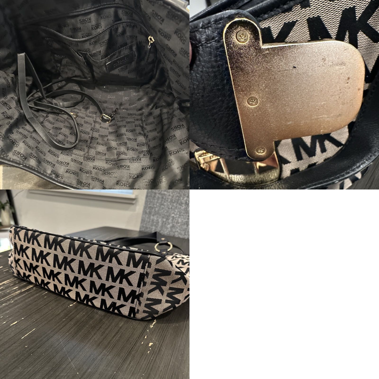 Michael Kors MICHAEL KORS Jet Set Travel Tote Bag Beige Canvas Leather Gold Hardware Womens Size ONE SIZE - 8 Thumbnail