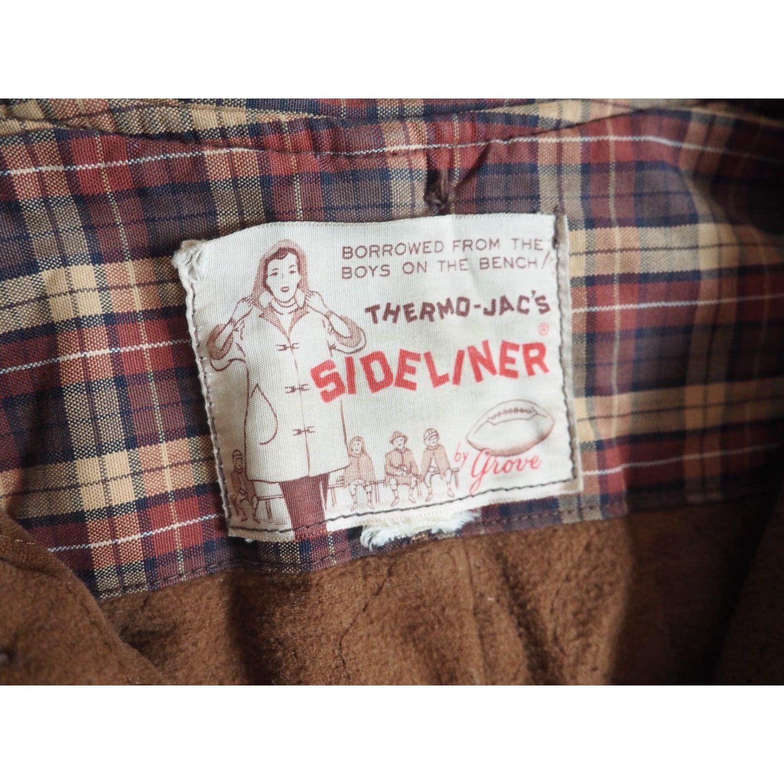 Vintage VTG Grove Thermo Jac Sideliner Brown Plaid Fireman Clasp Jacket Coat Mens L Size US L / EU 52-54 / 3 - 5 Thumbnail