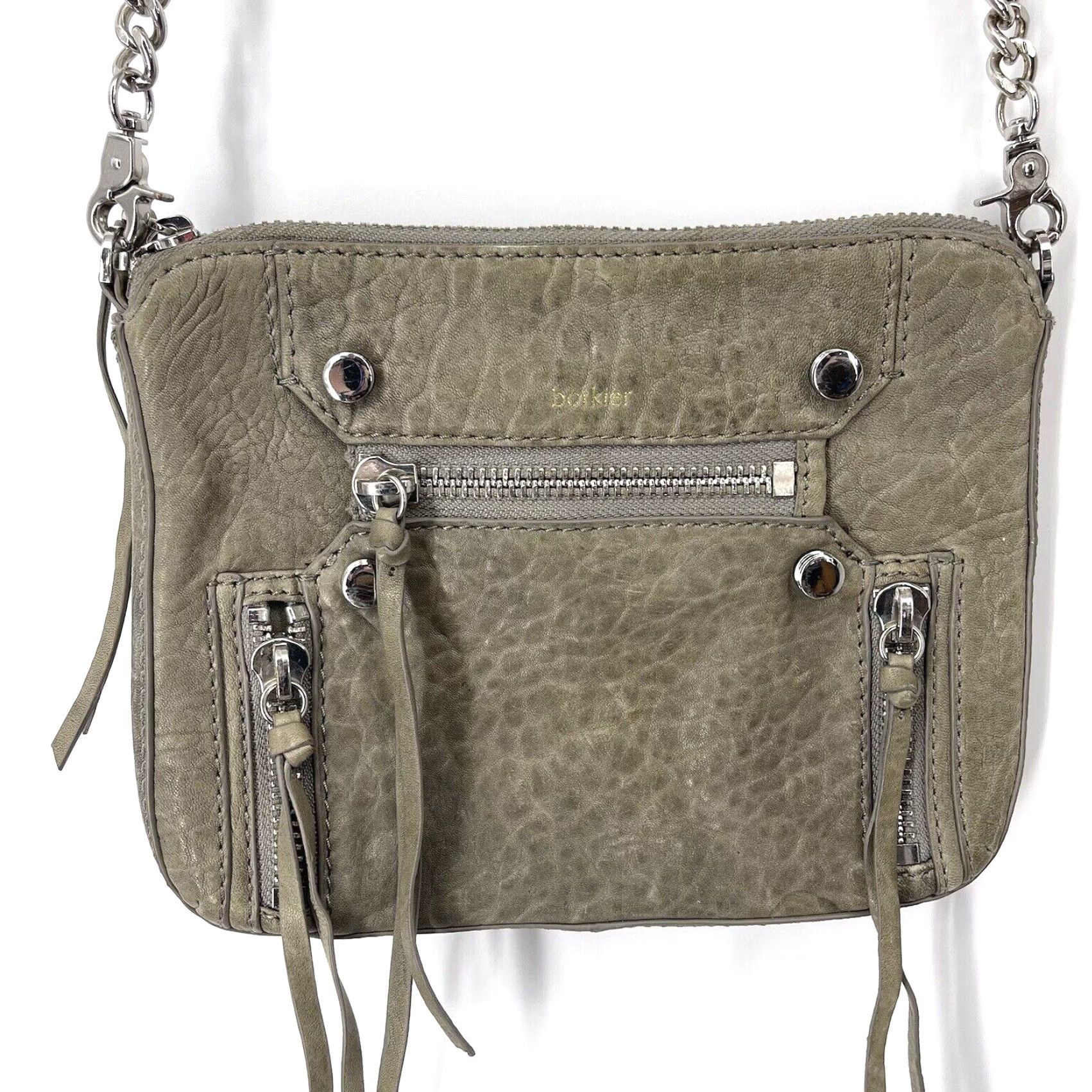 Vintage BOTKIER Leather Logan Gray Purse Shoulder Bag Boho Crossbody Zip Marysia Gray Leather Bag Women Medium Vintage No Size ONE SIZE - 2 Thumbnail