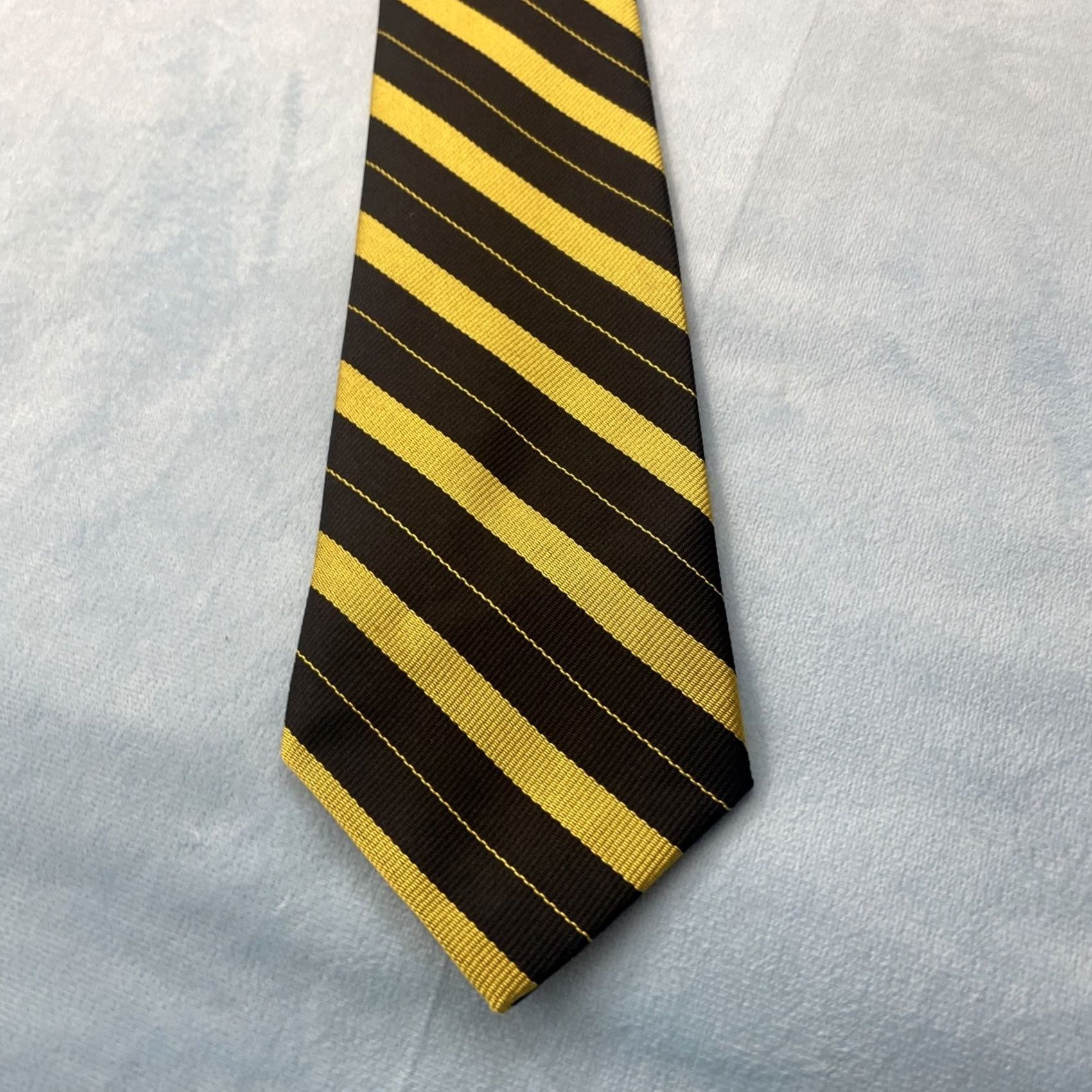 Vintage Career Cravats Tie Vintage Silk Repp Yellow Gold Striped Edgy Bold 61" Mens Tie Size ONE SIZE - 5 Thumbnail