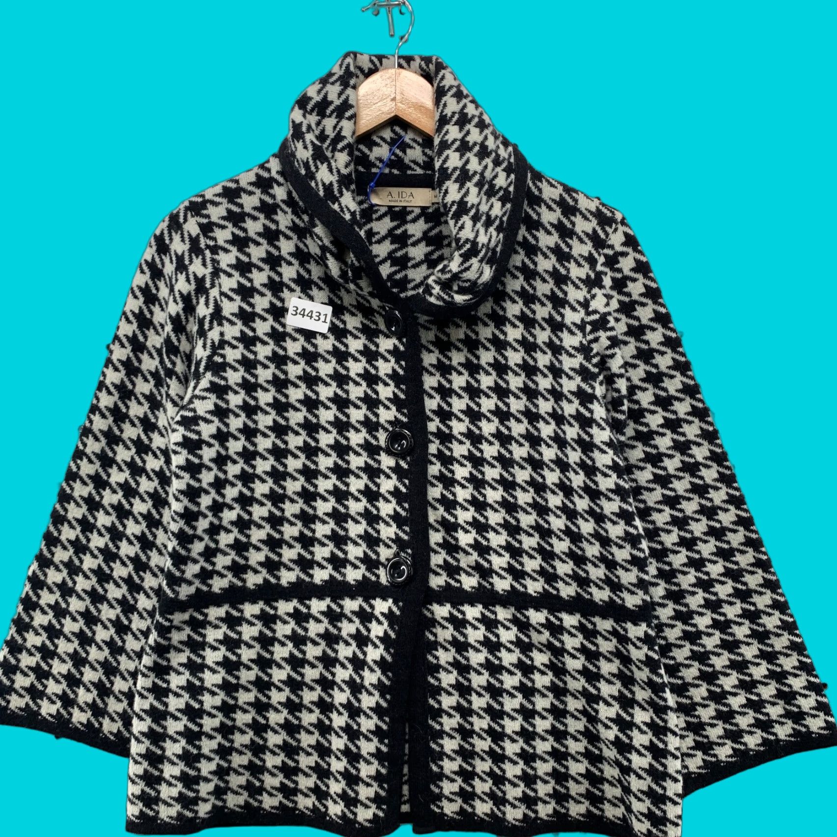 Vintage VINTAGE A IDA Italy Houndstooth Wool Blend Jacket Womens M White Black Adult Jacket Medium White Black Womens Size M / US 6-8 / IT 42-44 - 1 Thumbnail