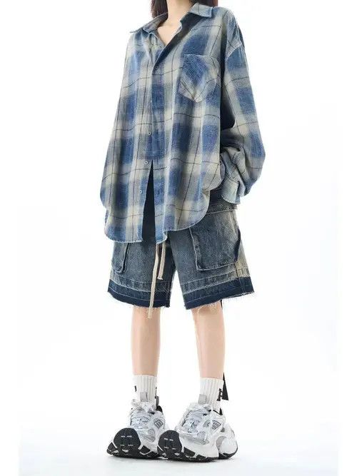 Jean Noriko xAyase Faded Wash Gradient Baggy Denim Shorts / Jorts Size US 32 / EU 48 - 3 Thumbnail