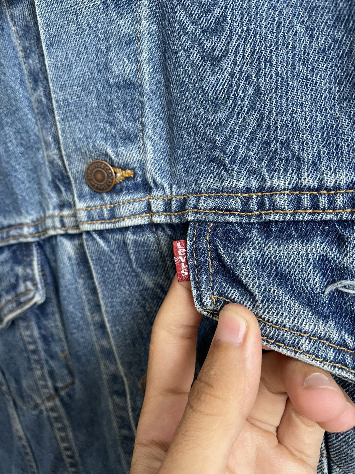 Levi's Vintage Clothing Levis Vintage Denim Jacket Big Logo Embroidered 80s Size US XL / EU 56 / 4 - 11 Thumbnail