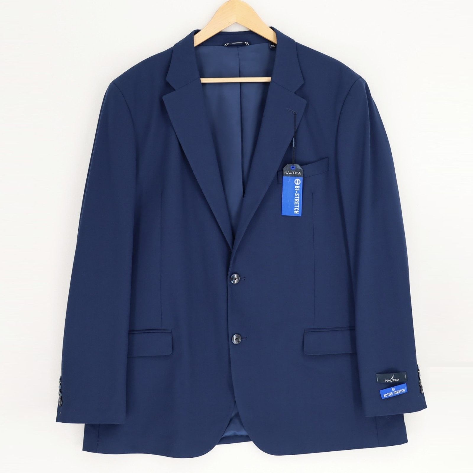Nautica Nautica Men's Solid Blue Modern Formal Suit Blazer Size 48L Size 48L - 4 Thumbnail