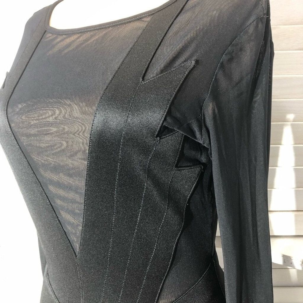 Vintage Mini Dress Backless Bodycon Sheer Mesh Cut Out Black sz M Size L / US 10 / IT 46 - 5 Thumbnail