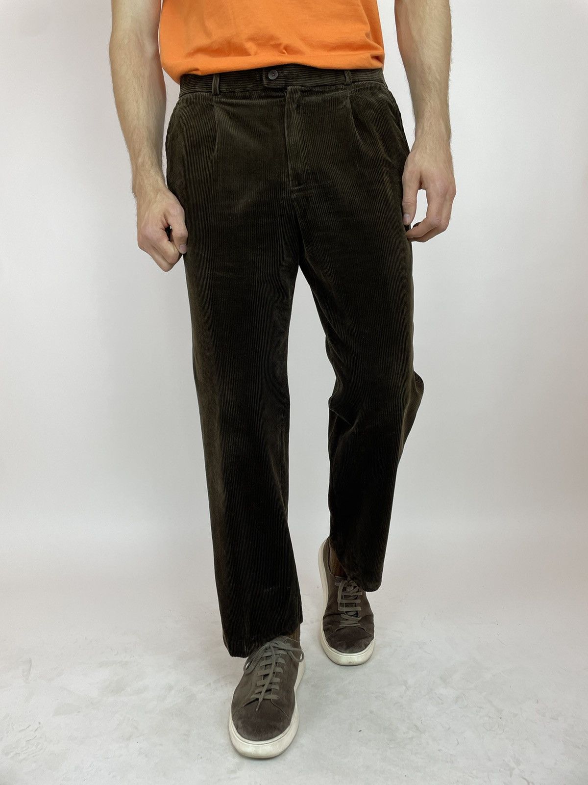 Lacoste LACOSTE VINTAGE VELVET Brown Pleated TROUSERS PANTS size F44 Size US 34 / EU 50 - 3 Thumbnail