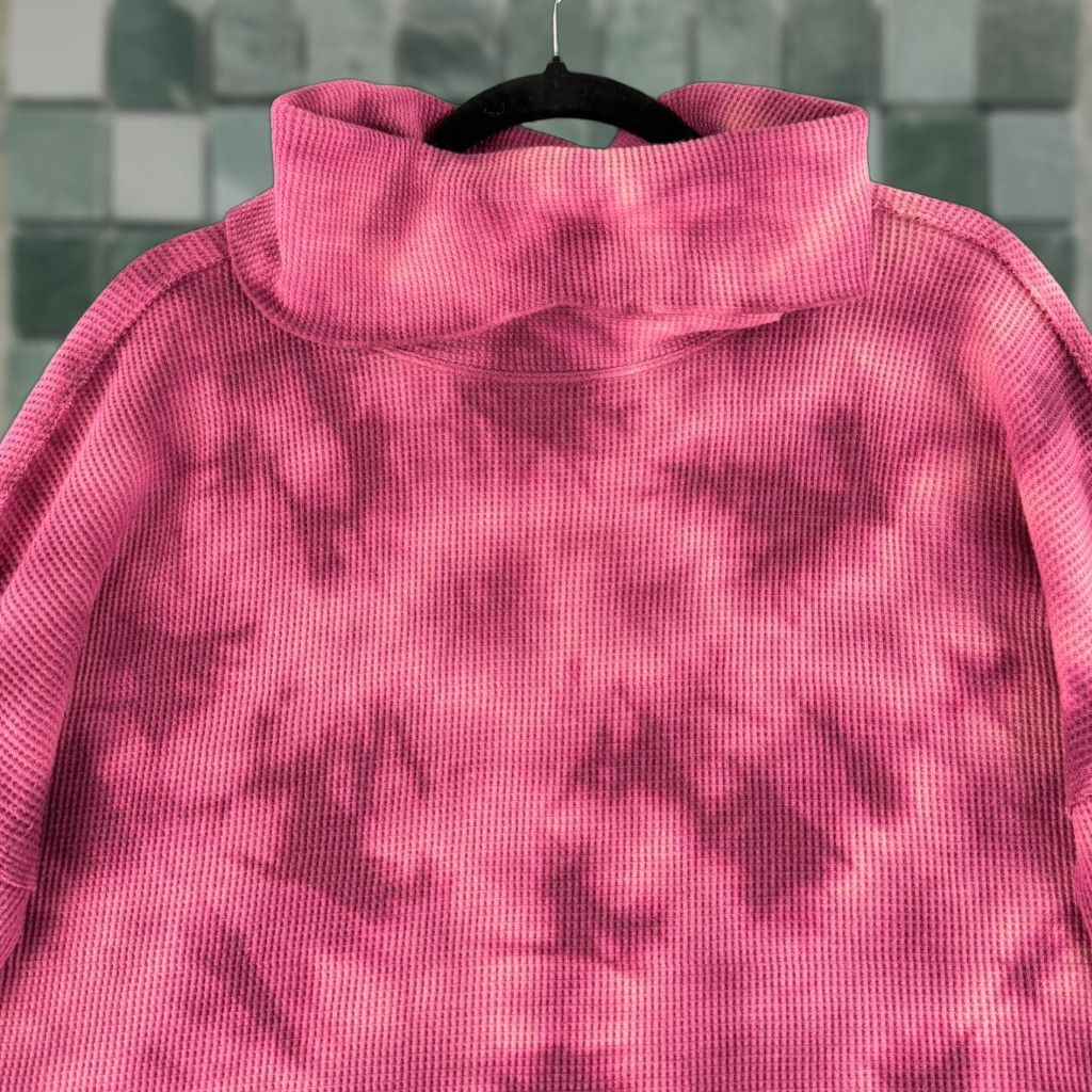 Vintage Maeve Shirt Womens Medium Pink Tie Dye Waffle Knit Long Sleeve Cowl Neck Stretch Size M / US 6-8 / IT 42-44 - 1 Thumbnail
