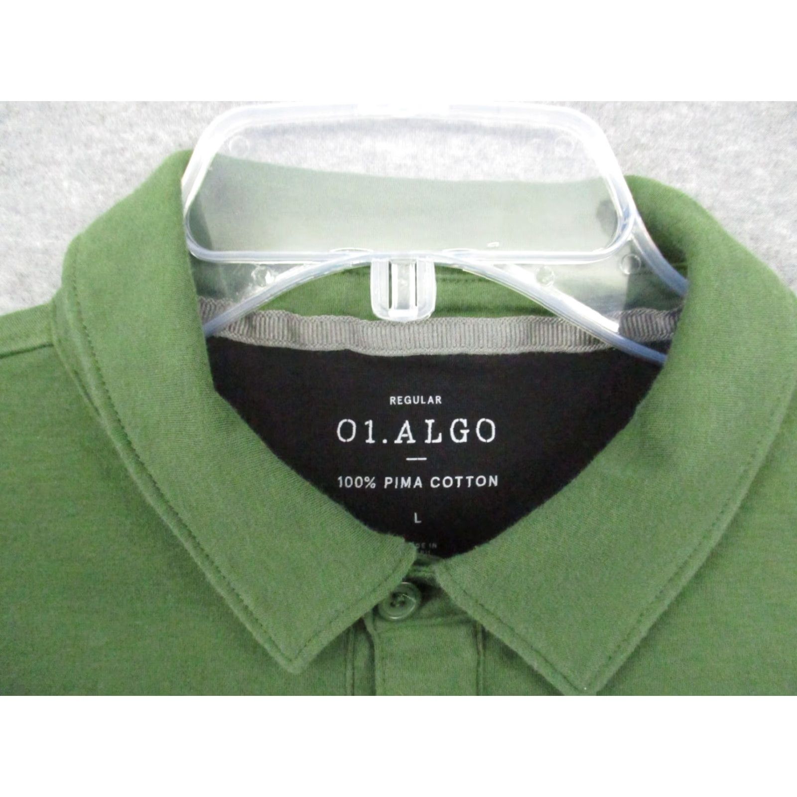 Vintage 01. Algo Polo shirt Mens Large Pima 100% Cotton Olive Green Short Sleeve Polo shirt Green 01. Algo Mens Large Polo Shirt Golf Rugby Casual Vintage No Size US L / EU 52-54 / 3 - 2 Thumbnail