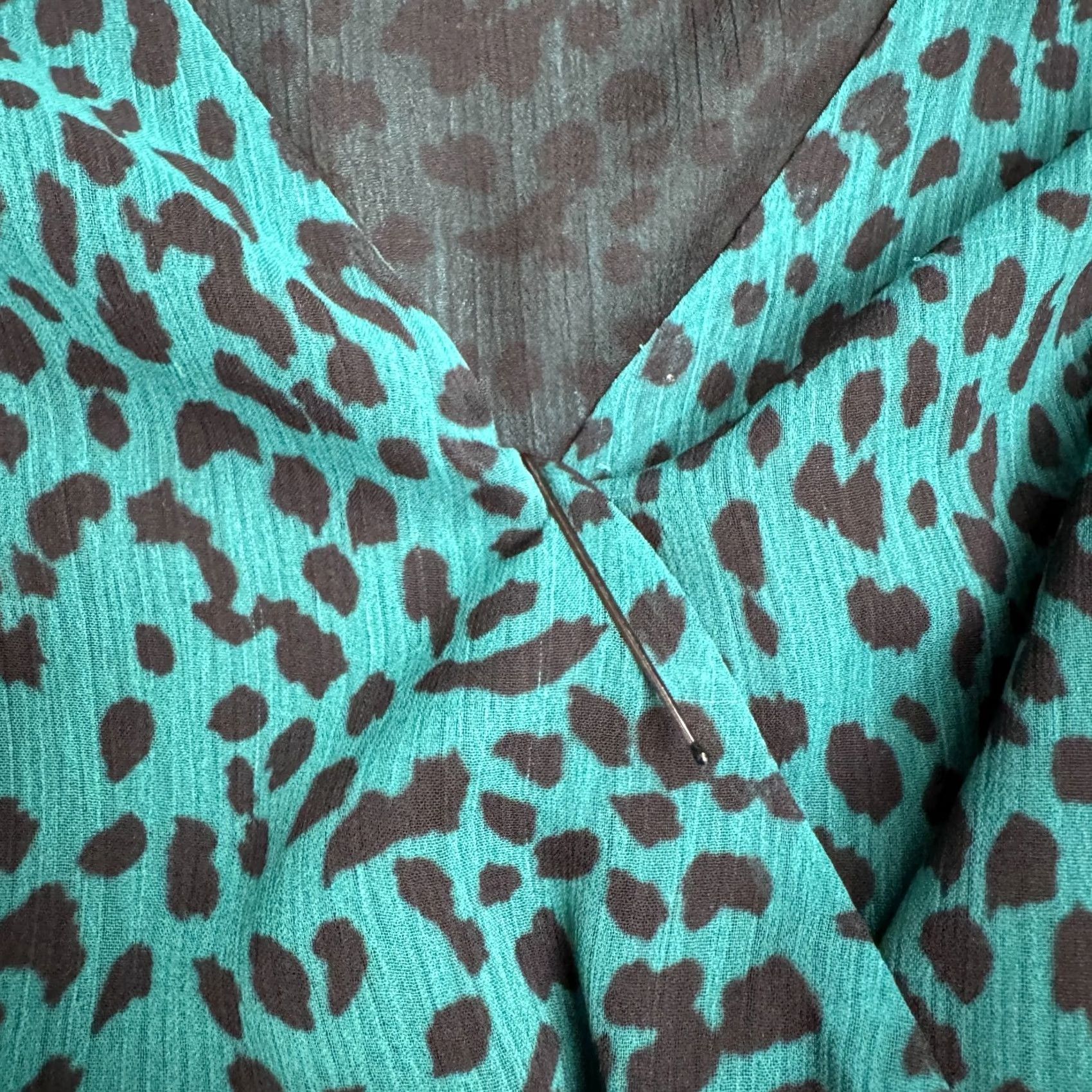 AQUA Aqua Leopard Animal Print Smocked A-Line Mini Dress Womens Small Teal Black Shirt? Size S / US 4 / IT 40 - 5 Thumbnail