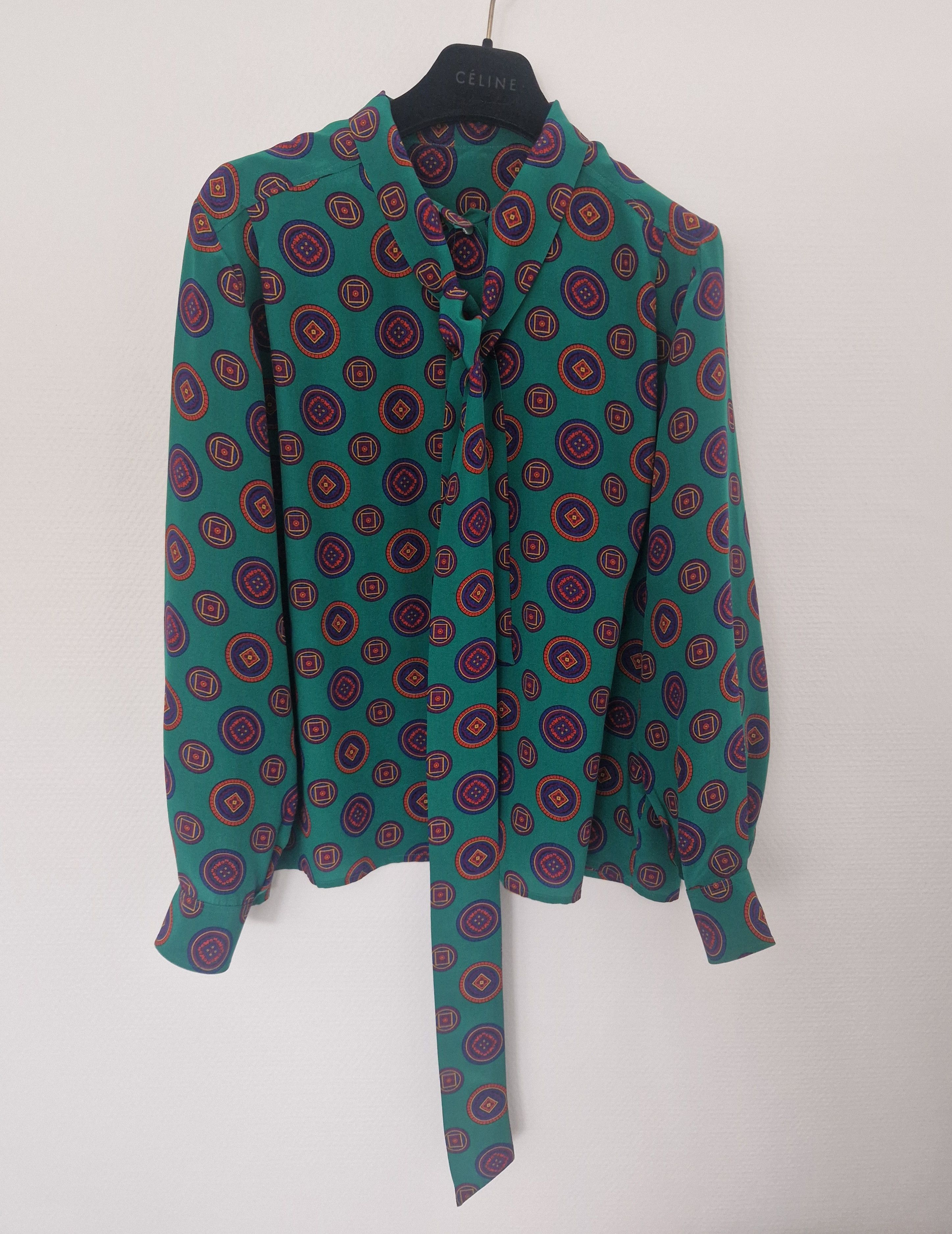 Celine Blouson en silk .Celine Size M / US 6-8 / IT 42-44 - 1 Thumbnail