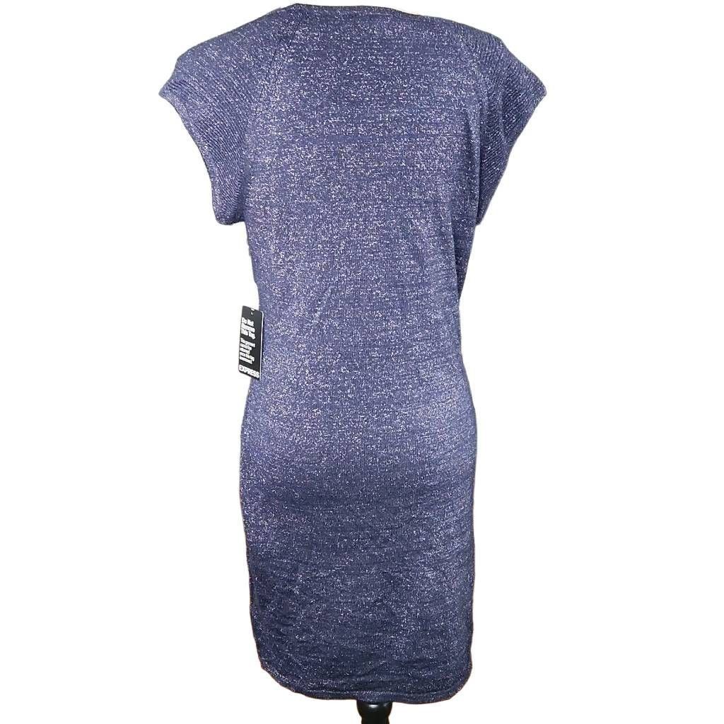 Express Express Women's Size Large Navy Sparkle Shoulder Cutout Mini Size L / US 10 / IT 46 - 7 Thumbnail