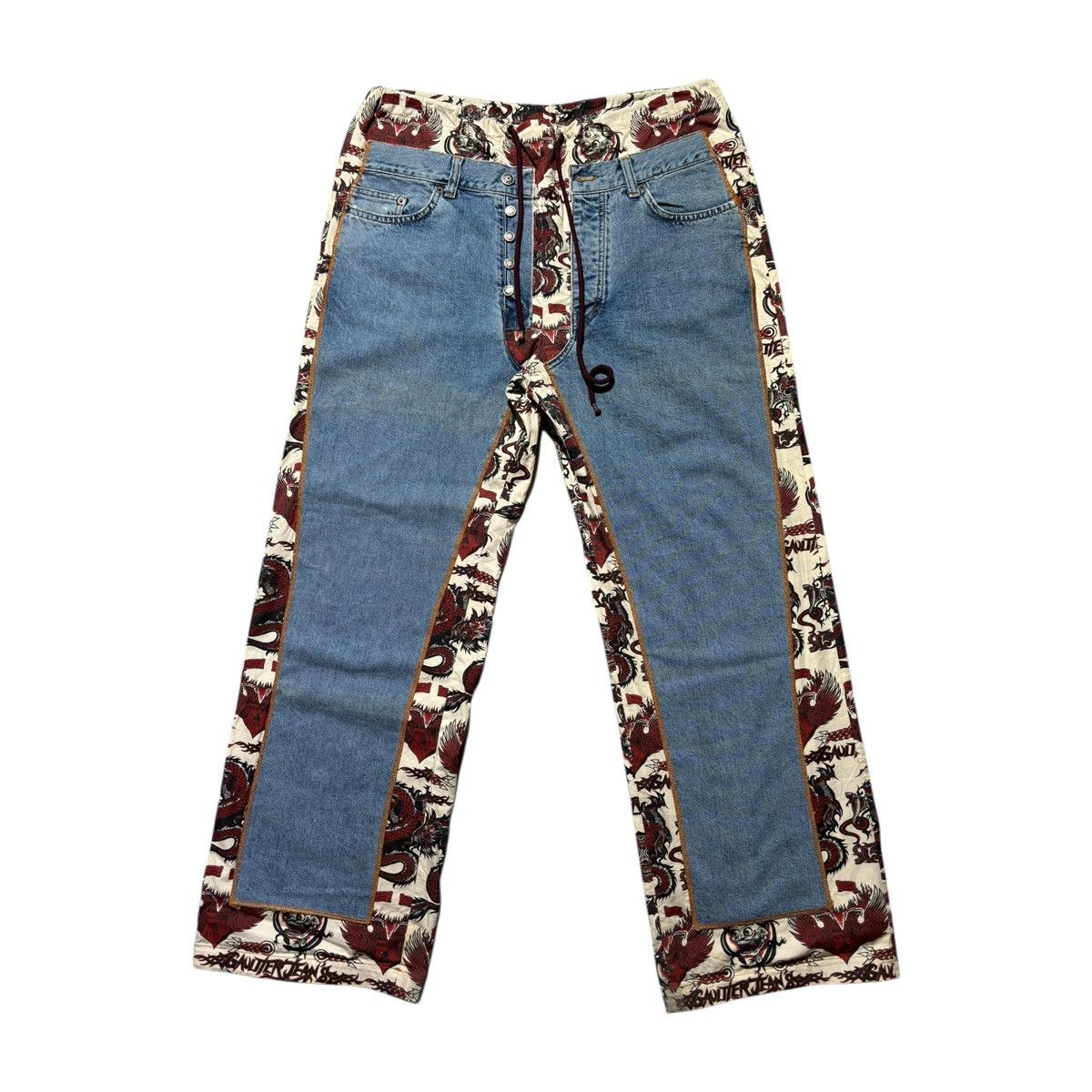 Jean Paul Gaultier Double paneled dragon print pant Size US 34 / EU 50 - 1 Thumbnail